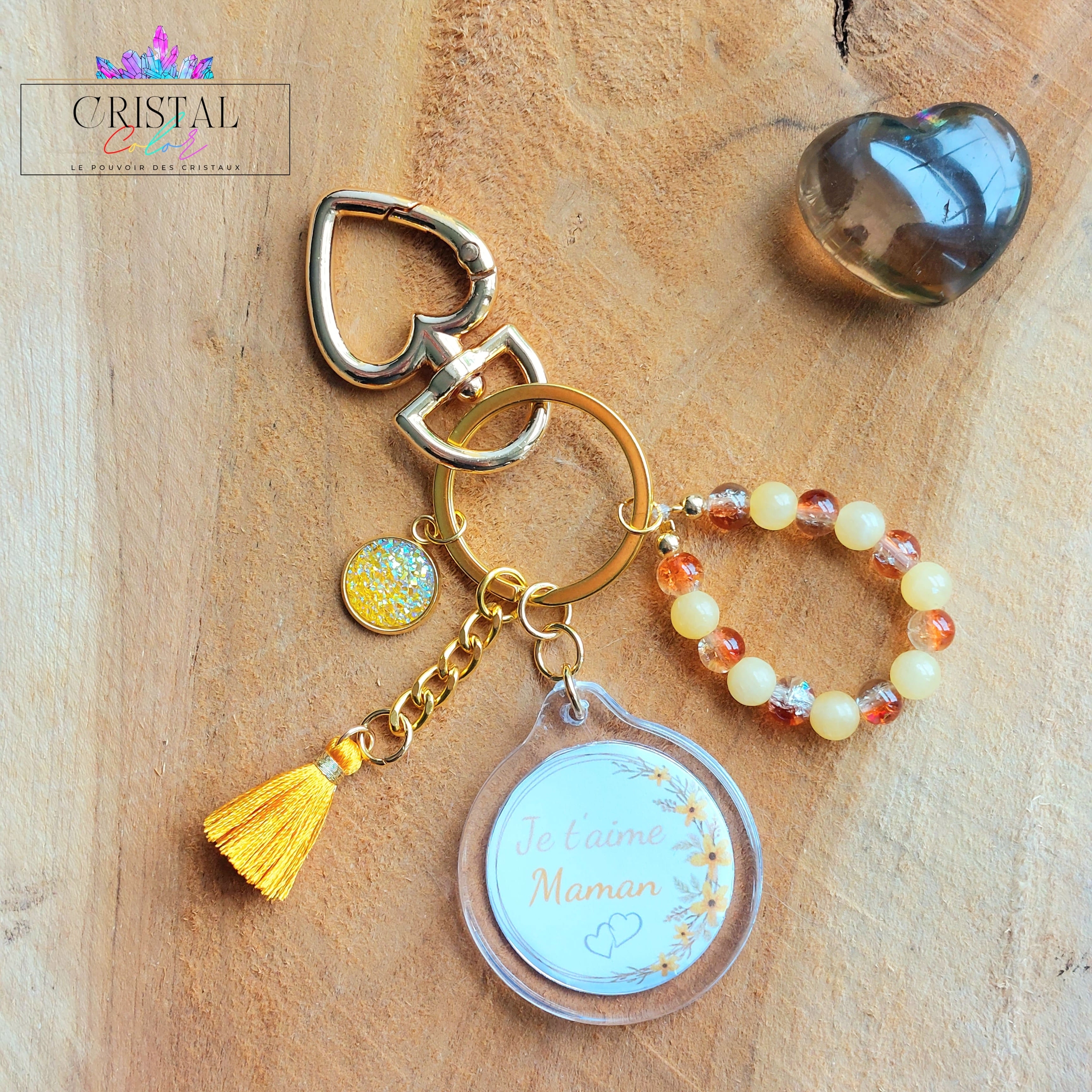 cadeau-fête-des-mères-porte-clés-personnalisé-je-t-aime-maman-lithothérapie-pierre-naturelle-calcite-cristal-de-verre-cristal-color-fete-maman-by-aline