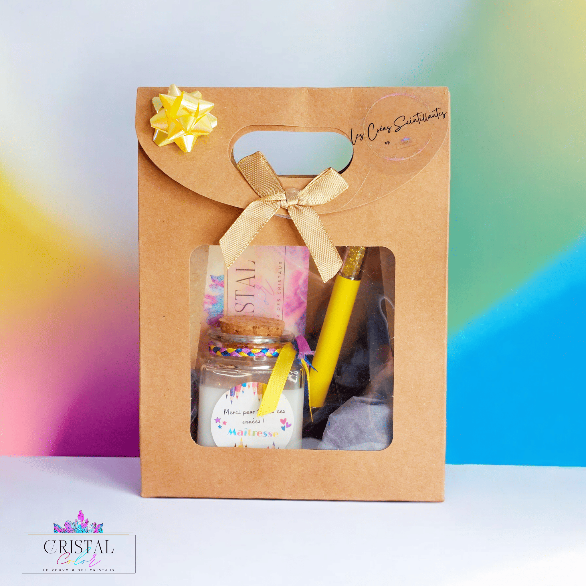 coffret-cadeau-merci-maitresse-bougie-artisanale-stylo-cristal-cristal-color-le-pouvoir-des-cristaux-les-creas-scintillantes-merci-pour-toutes-ces-années