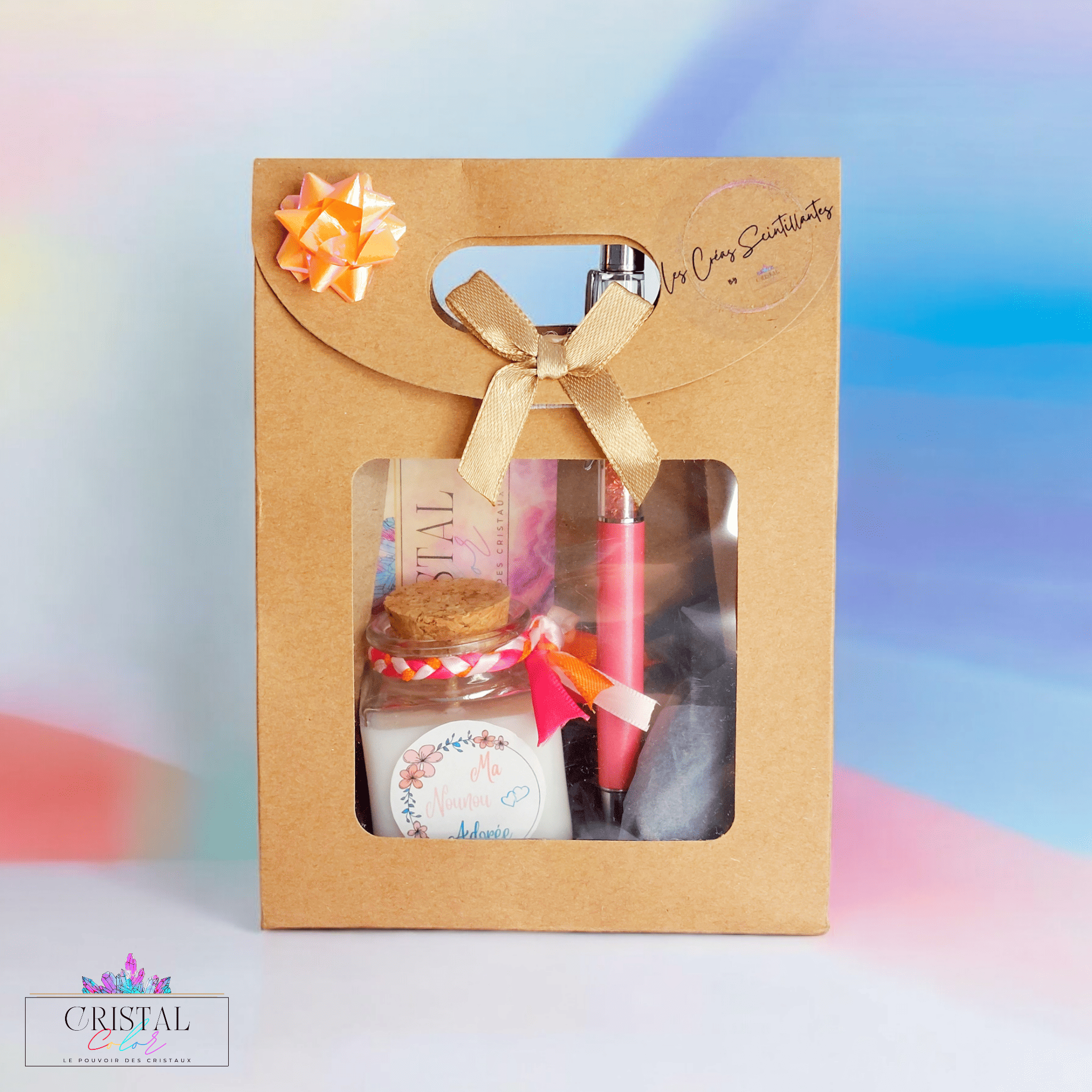 coffret-cadeau-nounou-adorée-bougie-artisanale-stylo-cristal-cristal-color-le-pouvoir-des-cristaux-les-creas-scintillantes