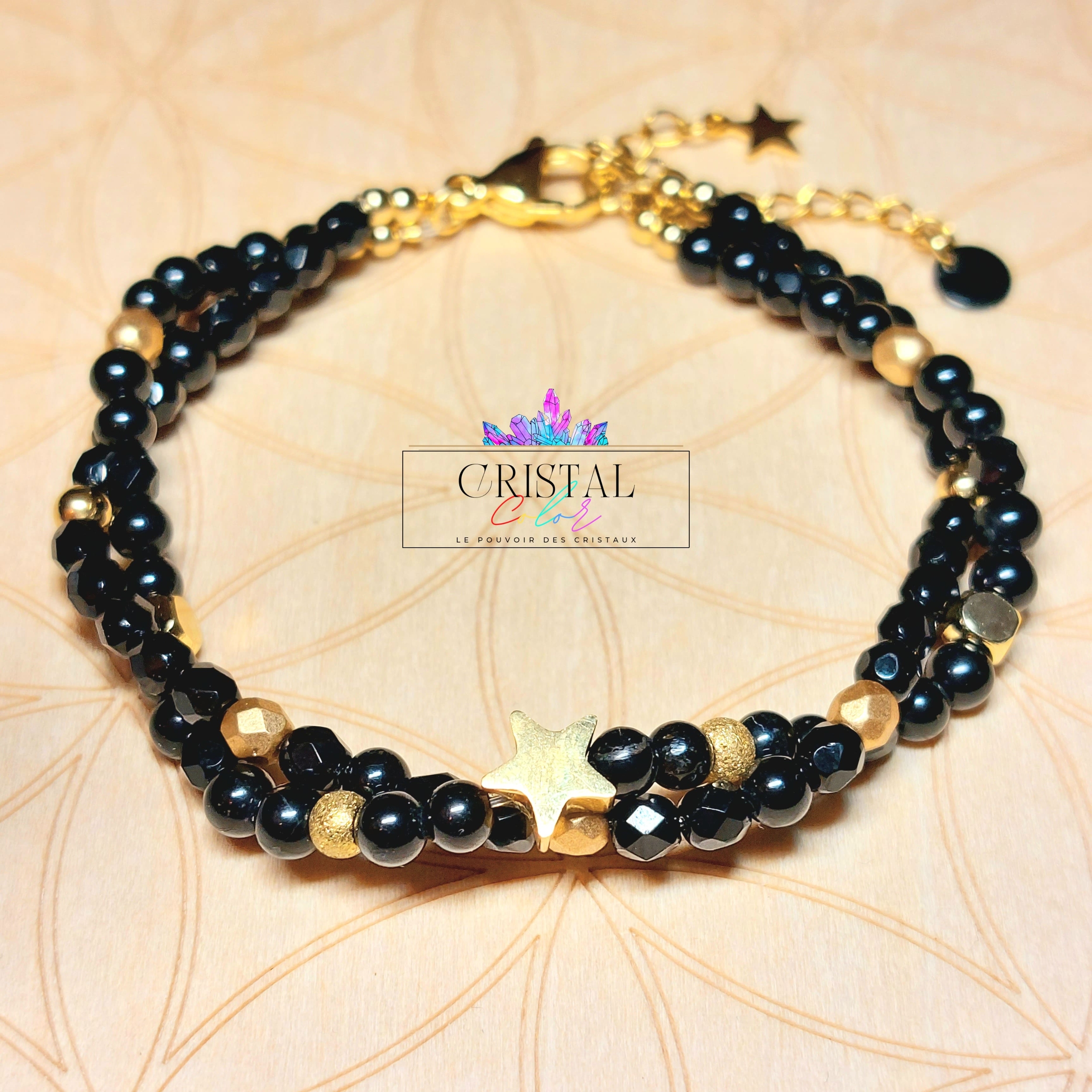 bracelet-multirangs-bracelet-double-cristal-color-tourmaline-noire-perles-de-verre-doré-noir-cassiopee-étoile-pierres-naturelles