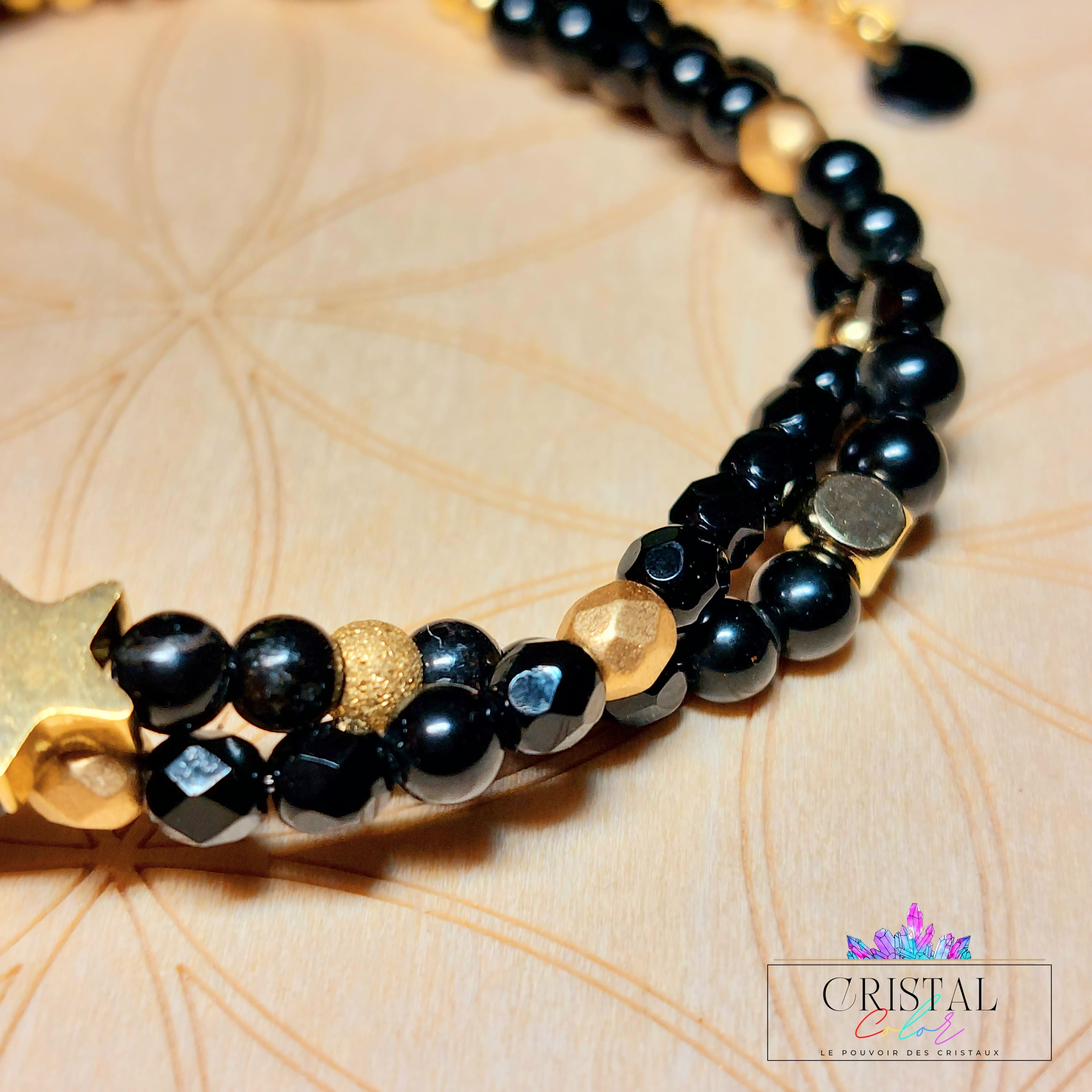 bracelet-multirangs-bracelet-double-cristal-color-tourmaline-noire-perles-de-verre-doré-noir-cassiopee-étoile-pierres-naturelles-5