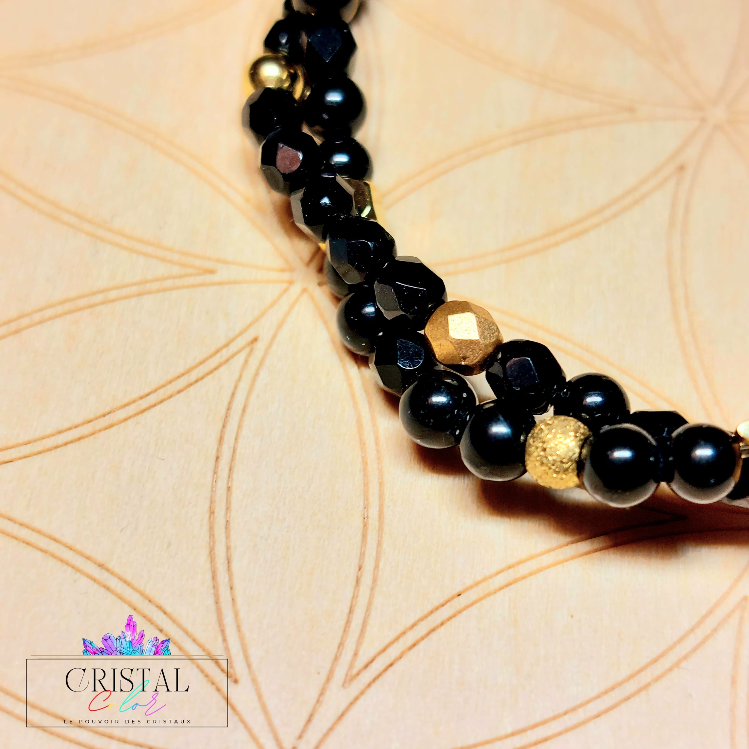 bracelet-multirangs-bracelet-double-cristal-color-tourmaline-noire-perles-de-verre-doré-noir-cassiopee-étoile-pierres-naturelles-7