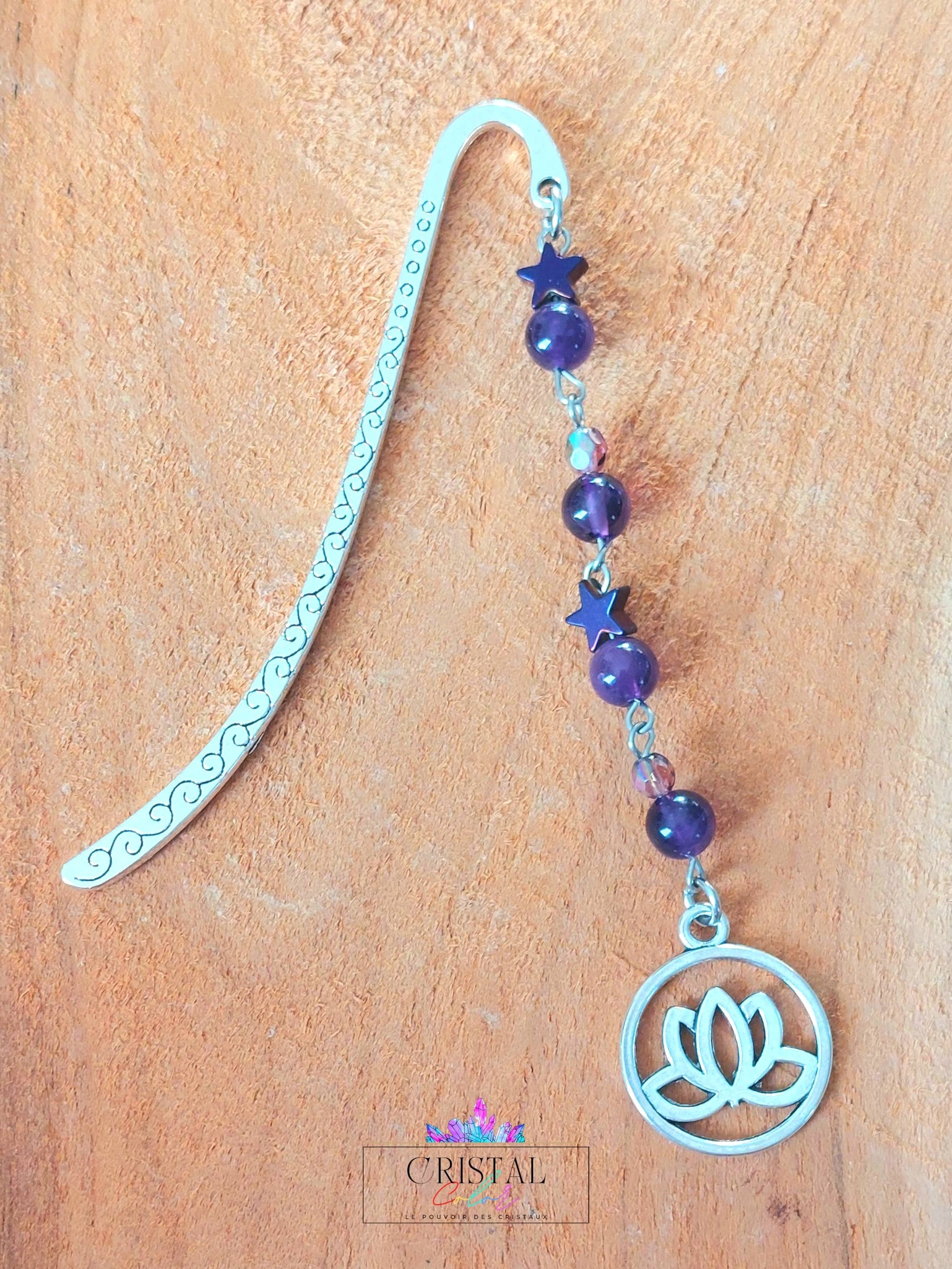marque-page-argenté-améthyste-pierre-naturelle-lotus-cristal-color-le-pouvoir-des-cristaux