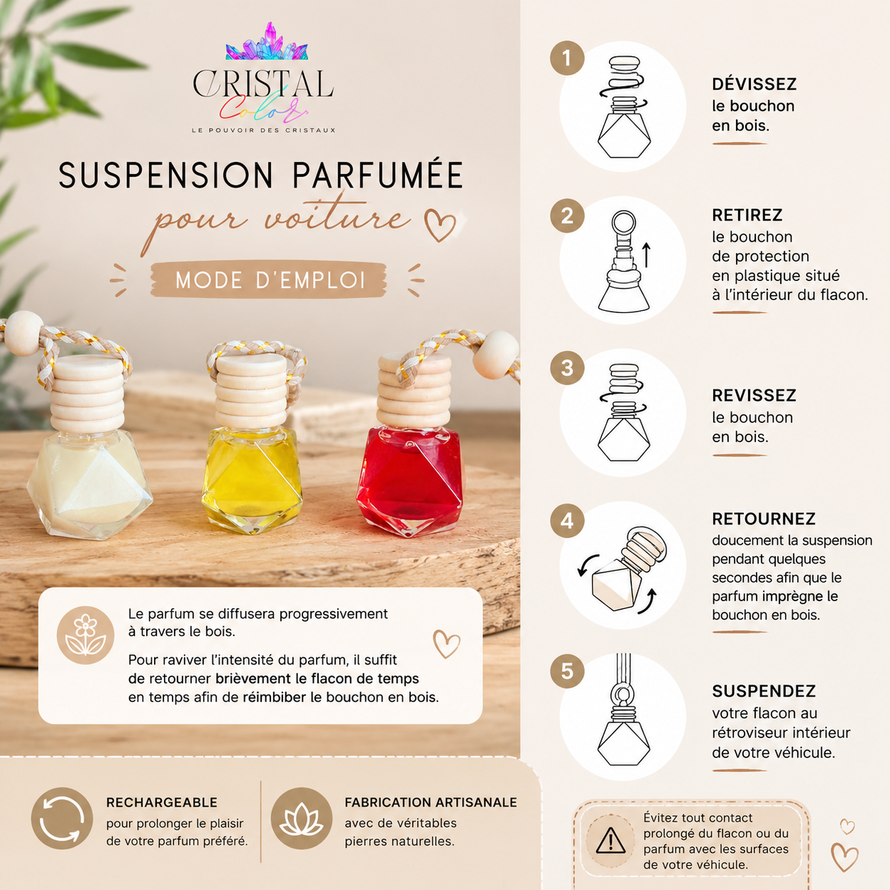 mode demploi suspension pour voiture cristal color