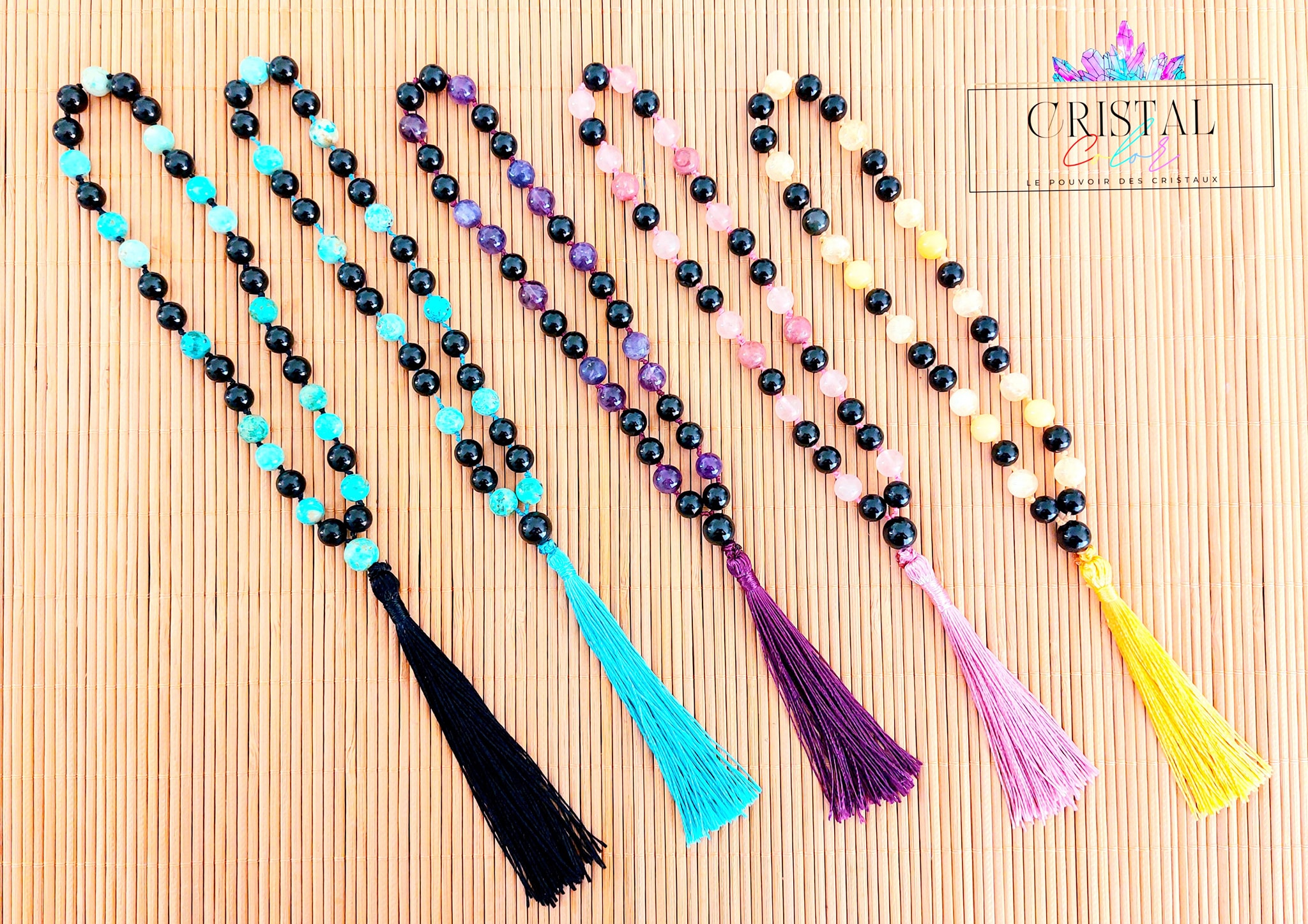 mala-protection-voiture-pierres-naturelles-amethyste-lepidolite-quartz-rose-citrine-calcite-jaune-turquoise-tourmaline-oeil-de-tigre-shungite-rhodonite-cristal-color-by-aline