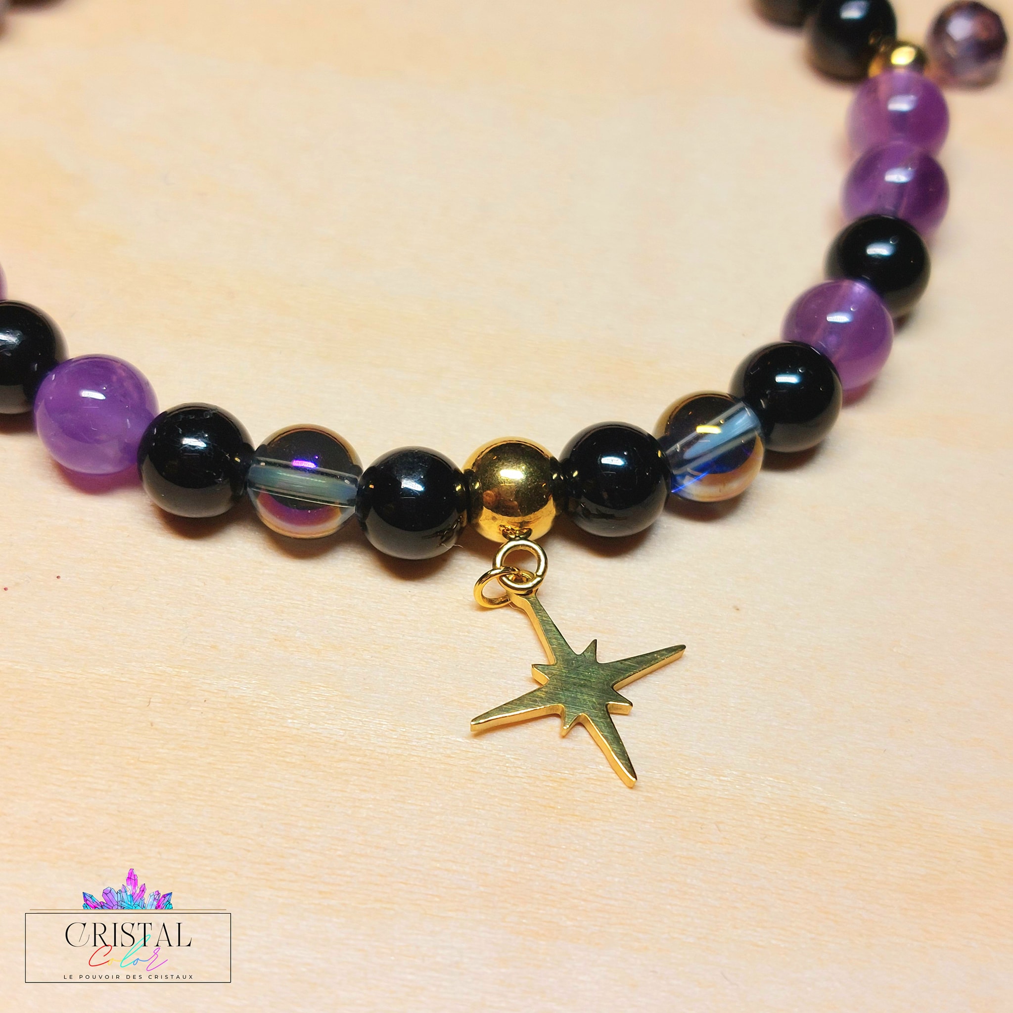 bracelet-astéria-asteria-raffiné-pierres-naturelles-amethyste-tourmaline-noire-aqua-aura-chakra-racine-coronal-ancrage-angoisse-axiété--cristal-color-by-aline-4