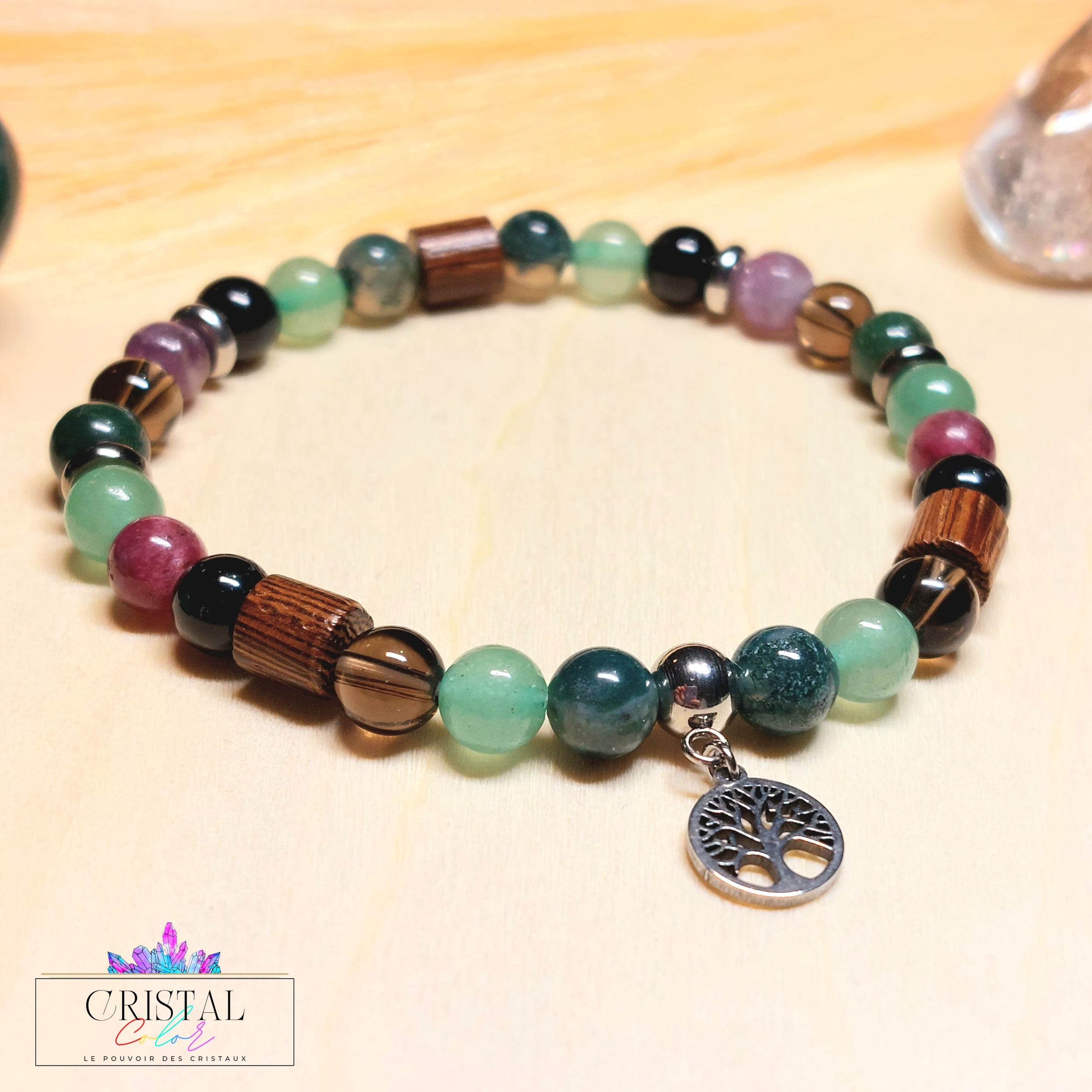 bracelet-pierres-naturelles-gaia-deesse-terre-mere-aventurine-verte-agate-mousse-quartz-fume-tourmaline-noire-arbre-de-vie-bois-cristal-color-le-pouvoir-des-cristaux-by-aline (2)