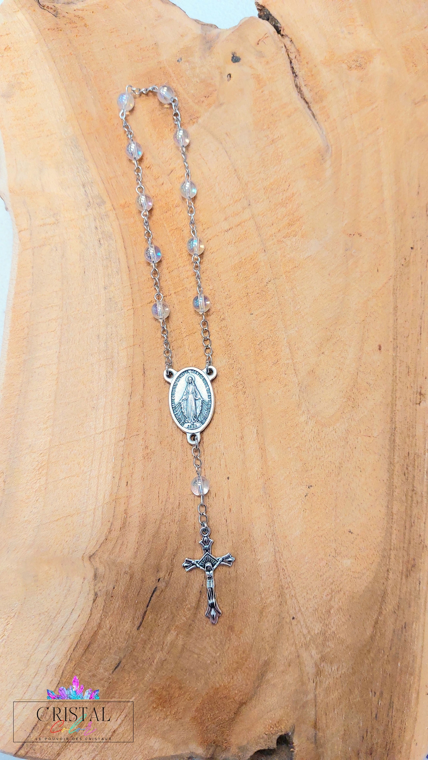 chapelet-dizainier-vierge-marie-croix-jesus-creation-artisanale-cristalcolor-cristal-color-le-pouvoir-des-cristaux-by-aline-lithothérapie-cristal-de-roche-irisé