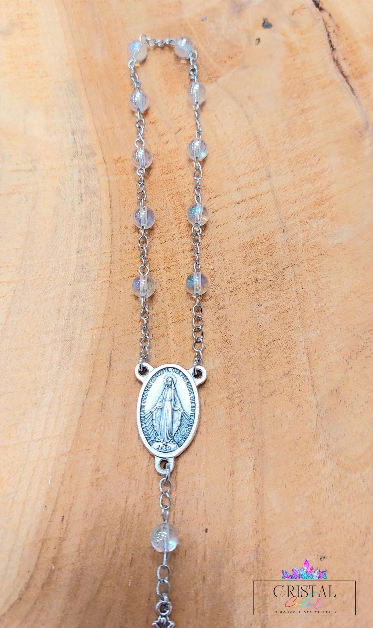 chapelet-dizainier-vierge-marie-croix-jesus-creation-artisanale-cristalcolor-cristal-color-le-pouvoir-des-cristaux-by-aline-lithothérapie-cristal-de-roche-irisé-4