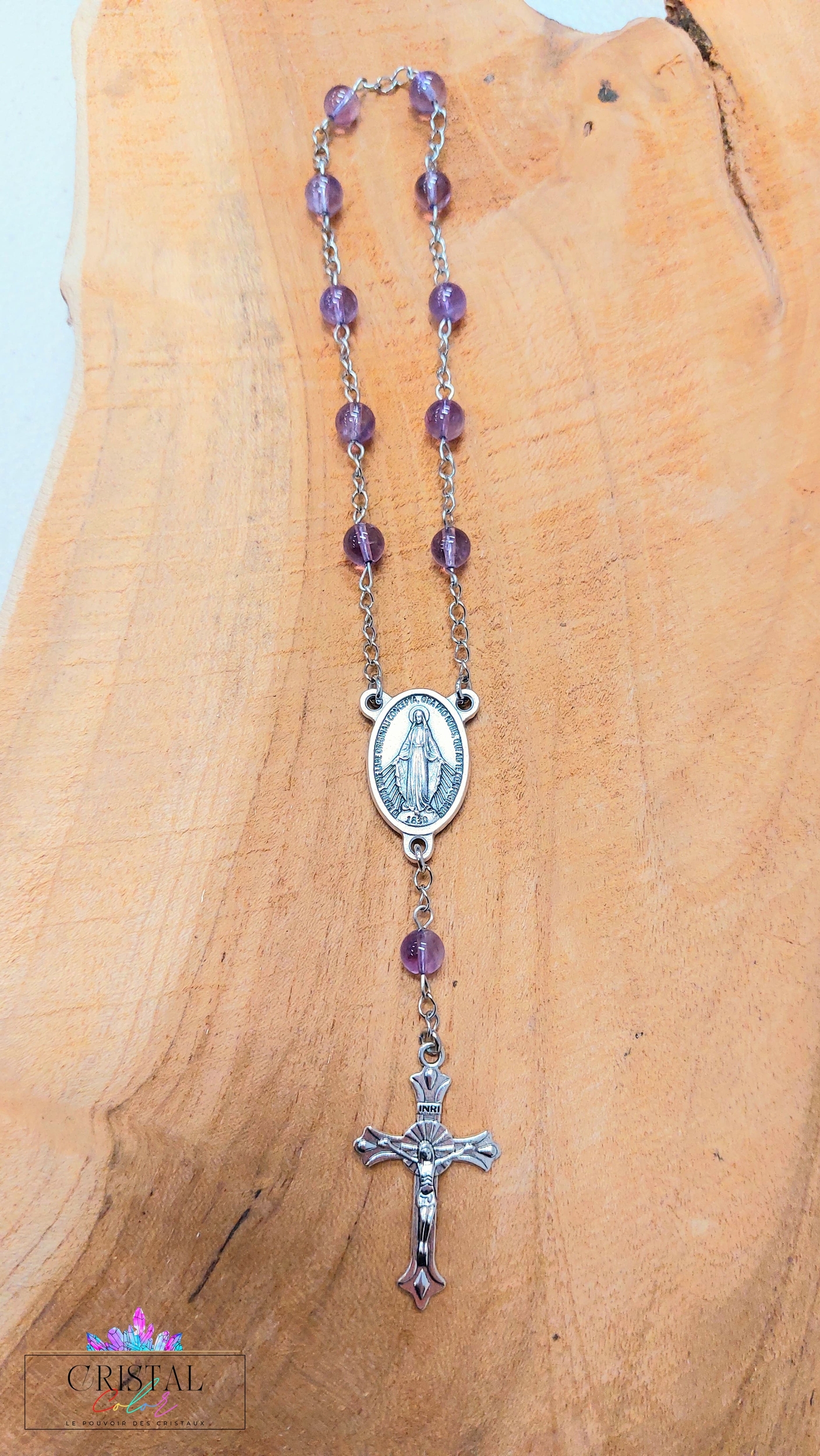 chapelet-dizainier-vierge-marie-croix-jesus-creation-artisanale-cristalcolor-cristal-color-le-pouvoir-des-cristaux-by-aline-lithothérapie-améthyste-2