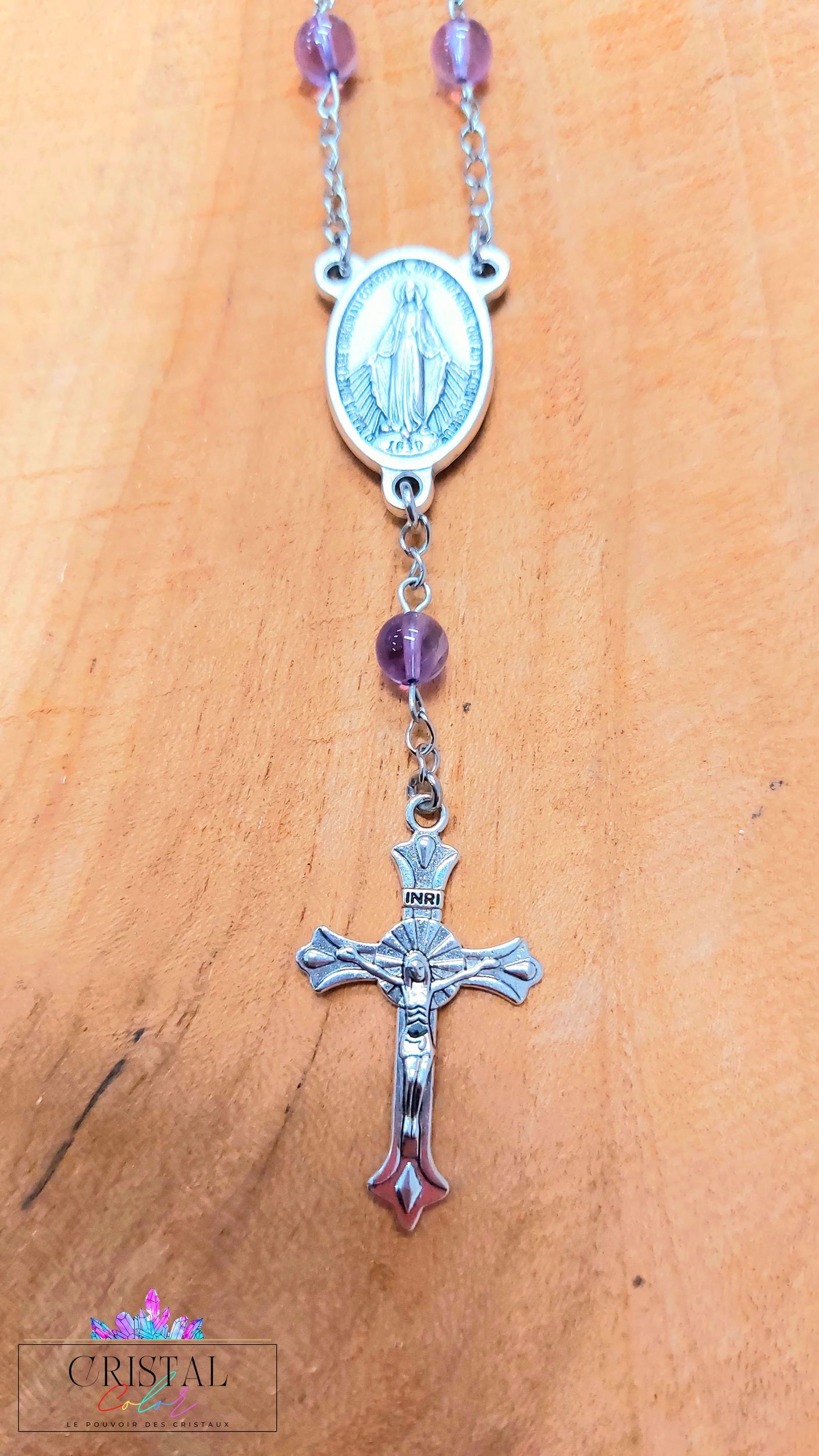 chapelet-dizainier-vierge-marie-croix-jesus-creation-artisanale-cristalcolor-cristal-color-le-pouvoir-des-cristaux-by-aline-lithothérapie-améthyste-3