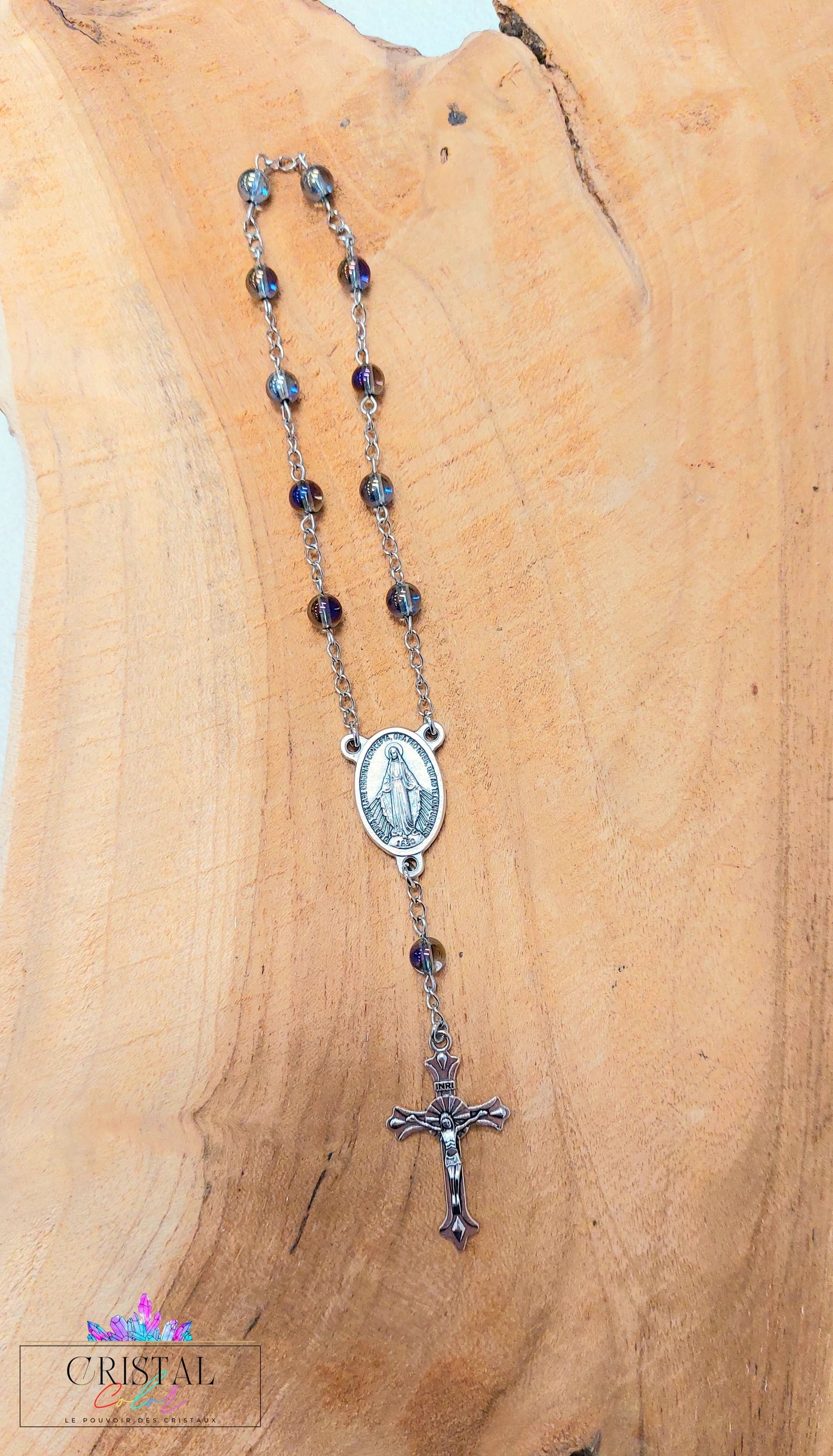 chapelet-dizainier-vierge-marie-croix-jesus-creation-artisanale-cristalcolor-cristal-color-le-pouvoir-des-cristaux-by-aline-lithothérapie-aqua-aura