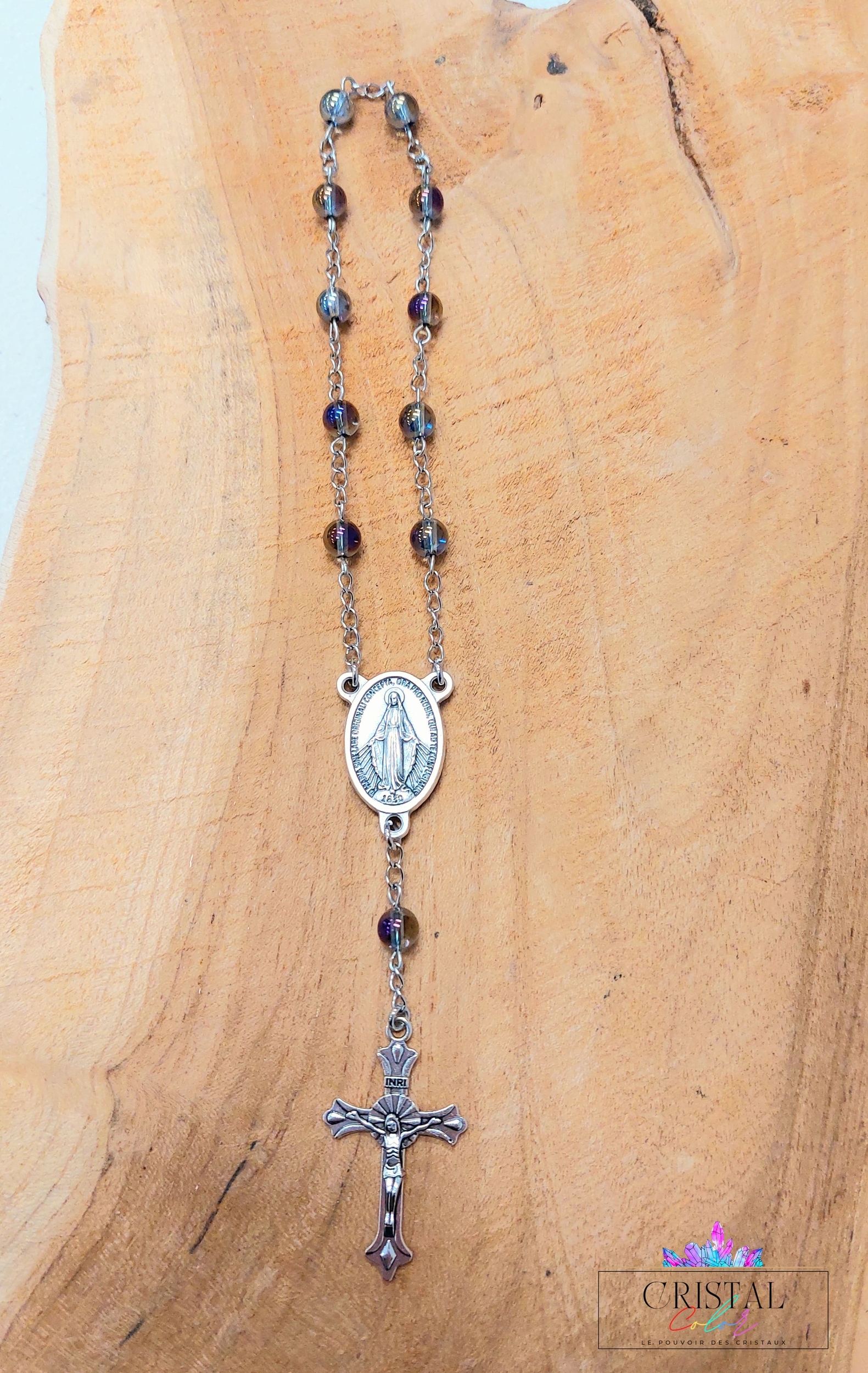 chapelet-dizainier-vierge-marie-croix-jesus-creation-artisanale-cristalcolor-cristal-color-le-pouvoir-des-cristaux-by-aline-lithothérapie-aqua-aura-2