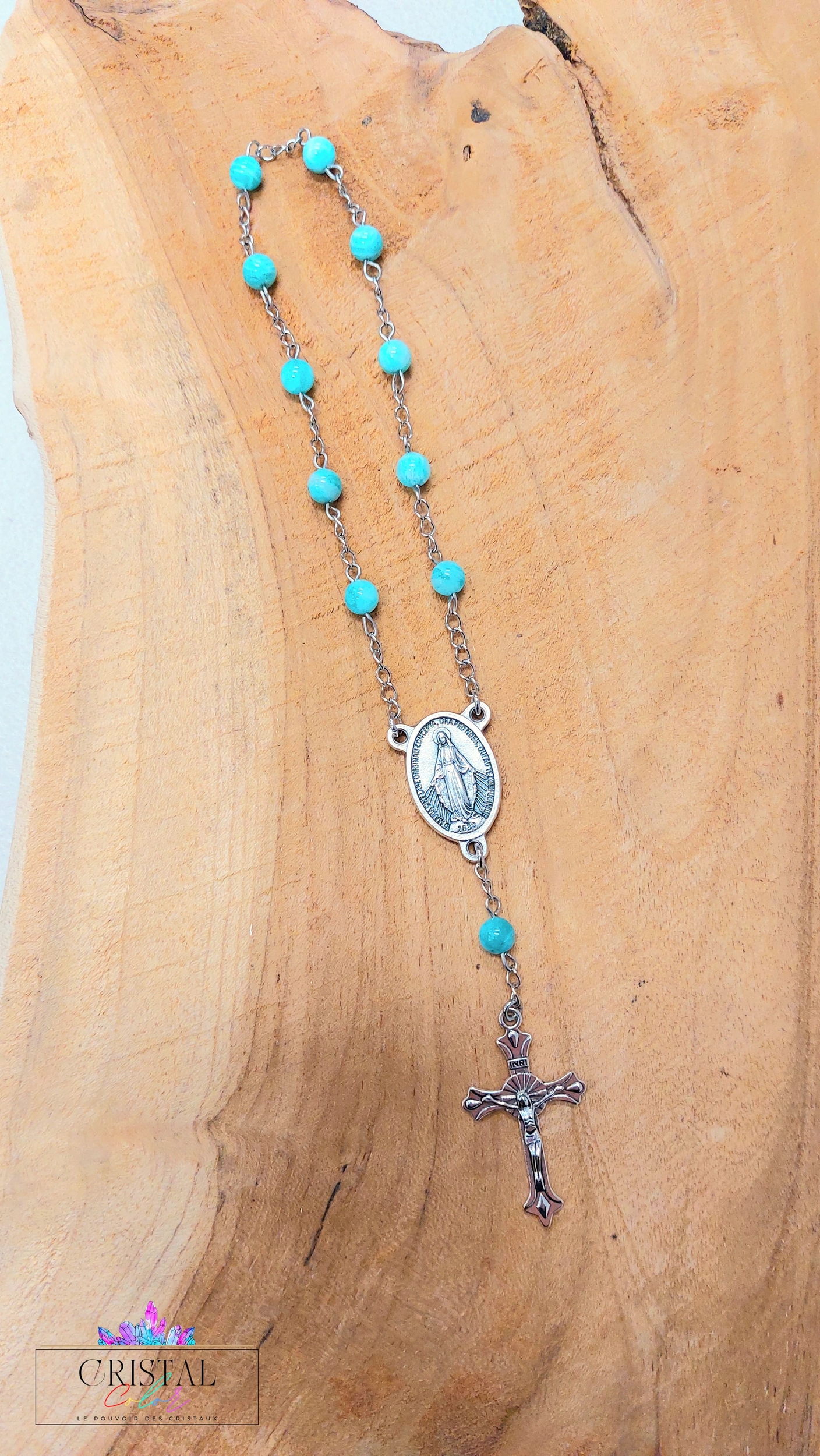 chapelet-dizainier-vierge-marie-croix-jesus-creation-artisanale-cristalcolor-cristal-color-le-pouvoir-des-cristaux-by-aline-lithothérapie-amazonite