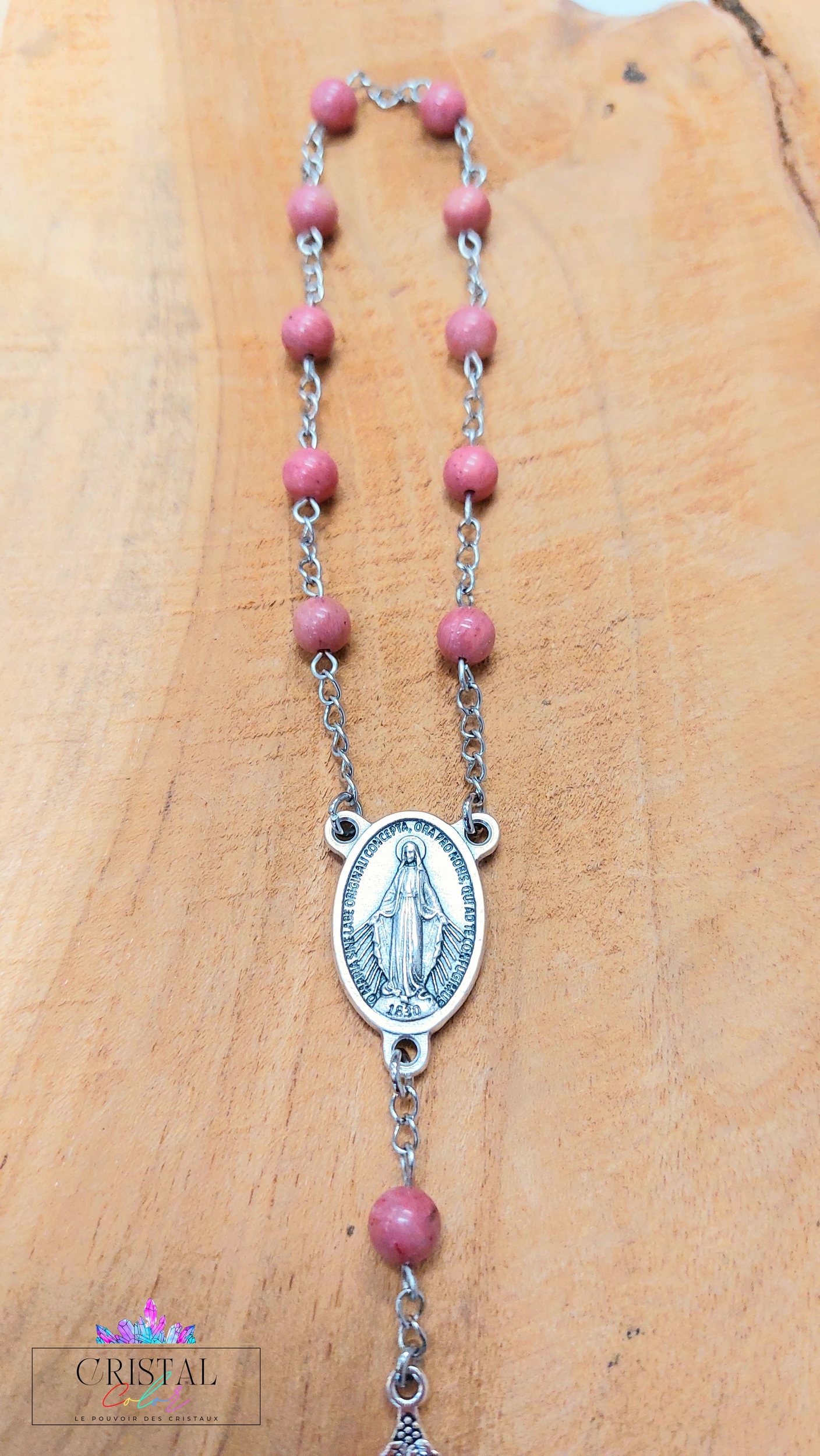 chapelet-dizainier-vierge-marie-croix-jesus-creation-artisanale-cristalcolor-cristal-color-le-pouvoir-des-cristaux-by-aline-lithothérapie-rhodonite-rose-australie-4