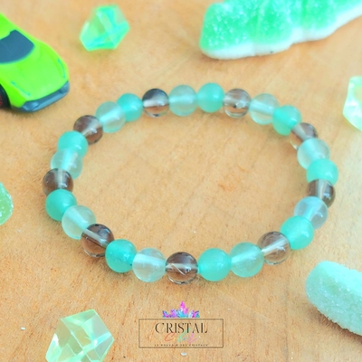 bracelet enfant cristal color pierres naturelles aventurine verte fluorite quartz fume harmonie interieure ancrage  courage serenite affirmation