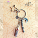 porte clés agate crazy lace argenté fait main cristal color