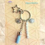 porte clés aigue marine argenté fait main cristal color
