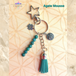 porte clés agate mousse argenté fait main cristal color