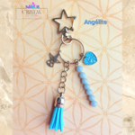 porte clés angélite argenté fait main cristal color