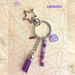 porte clés lépidolite argenté fait main cristal color