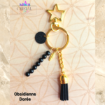 porte clés obsidienne dorée doré fait main cristal color