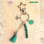 porte clés malachite argenté fait main cristal color