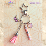 porte clés opale rose argenté fait main cristal color