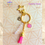 porte clés quartz rose doré fait main cristal color