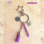 porte clés améthyste argenté fait main cristal color