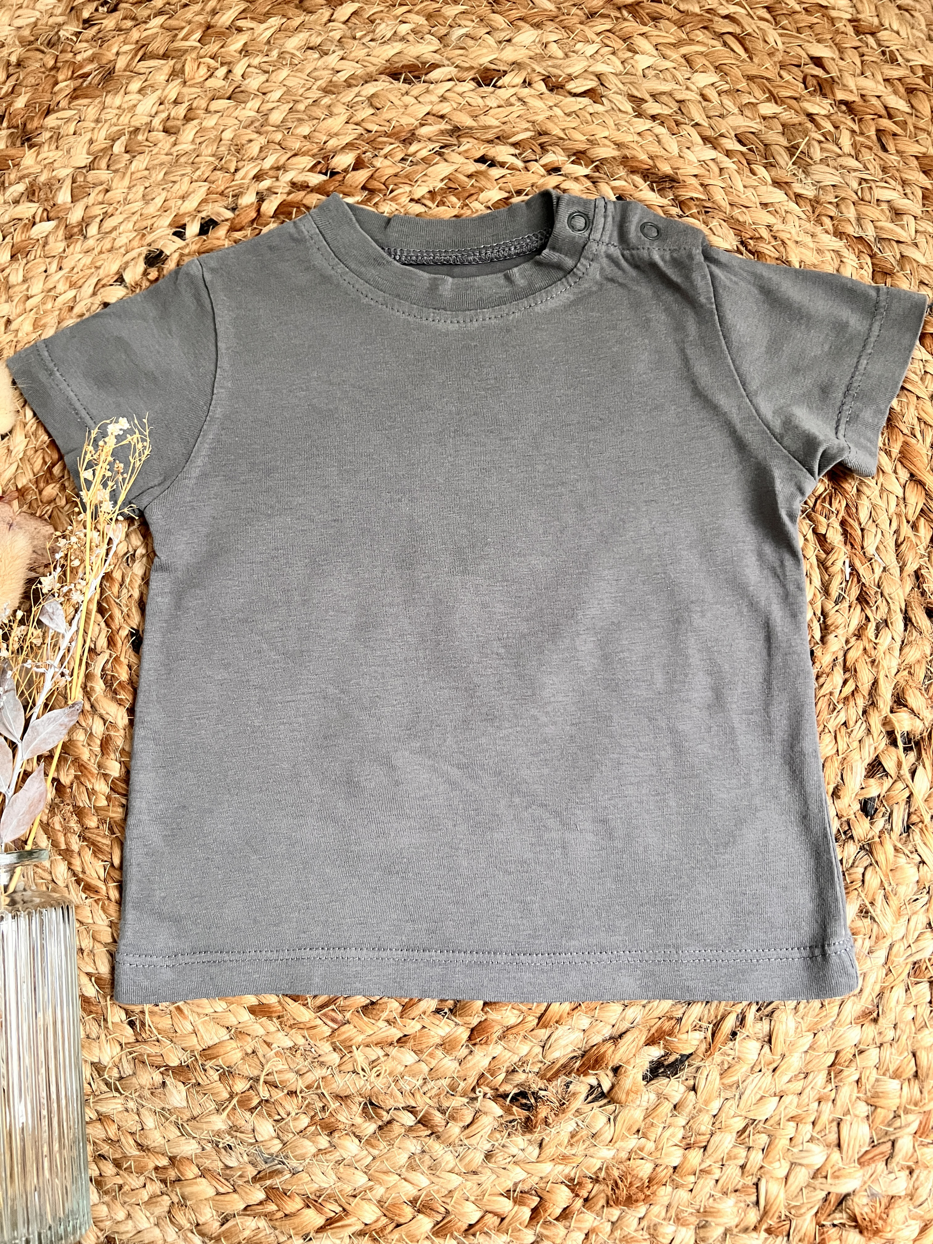 T-shirt gris manches courtes 100% coton bébé garçon - Kimbaloo - 6 mois