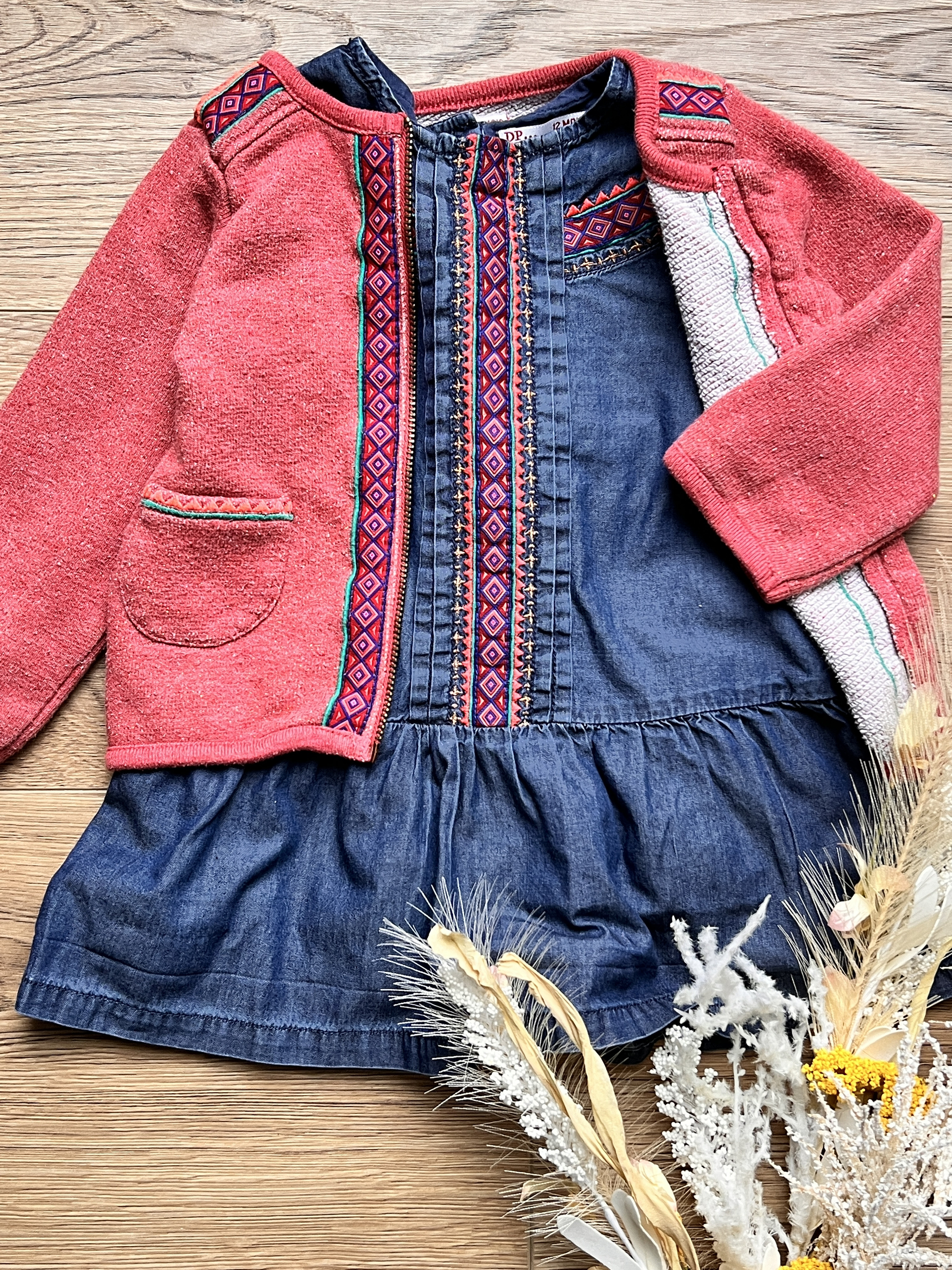 Ensemble Robe + gilet bébé fille - Du Pareil au Même DPAM - 12 mois 1 an