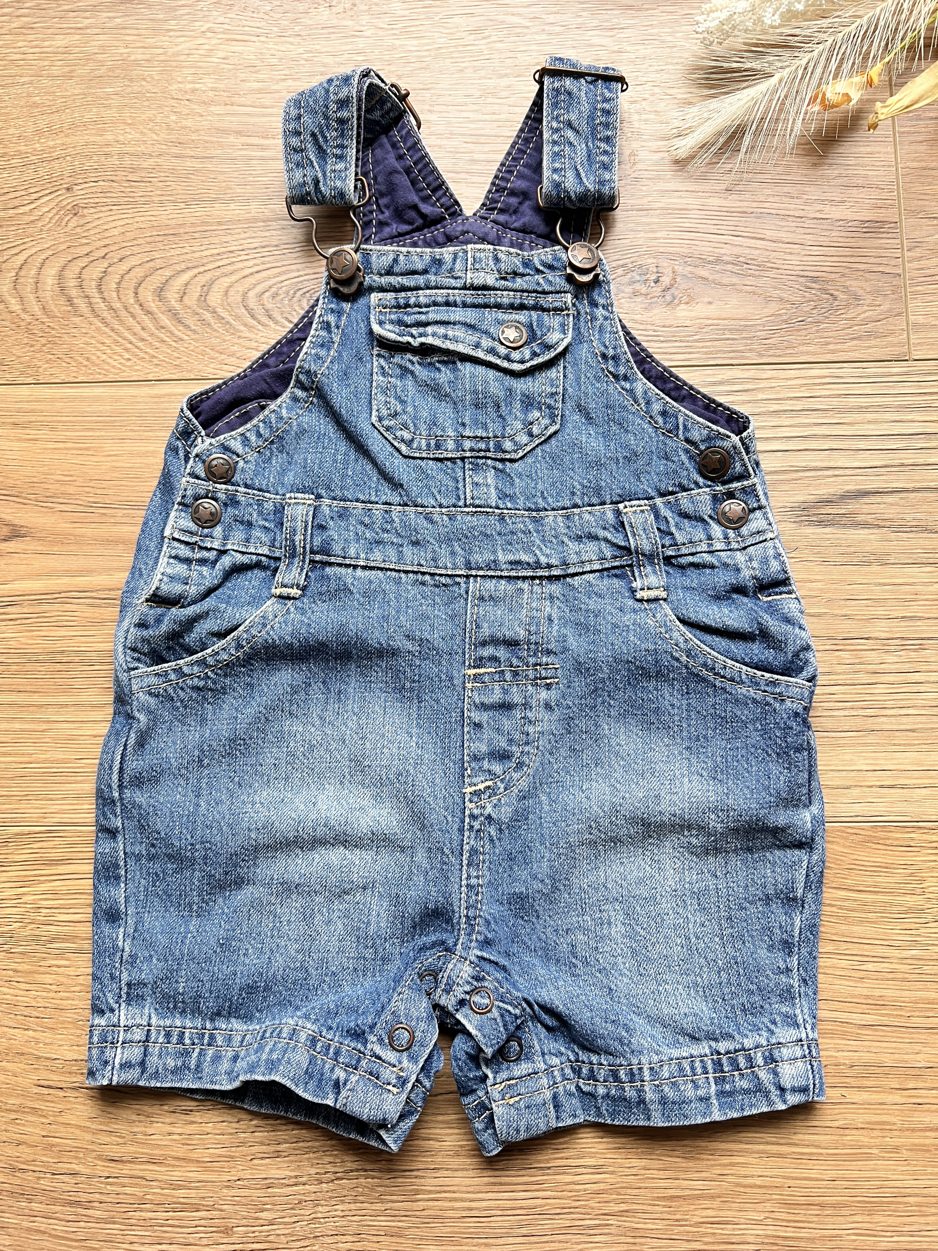 Salopette short en jean bleu bébé garçon - Tex - 6 mois