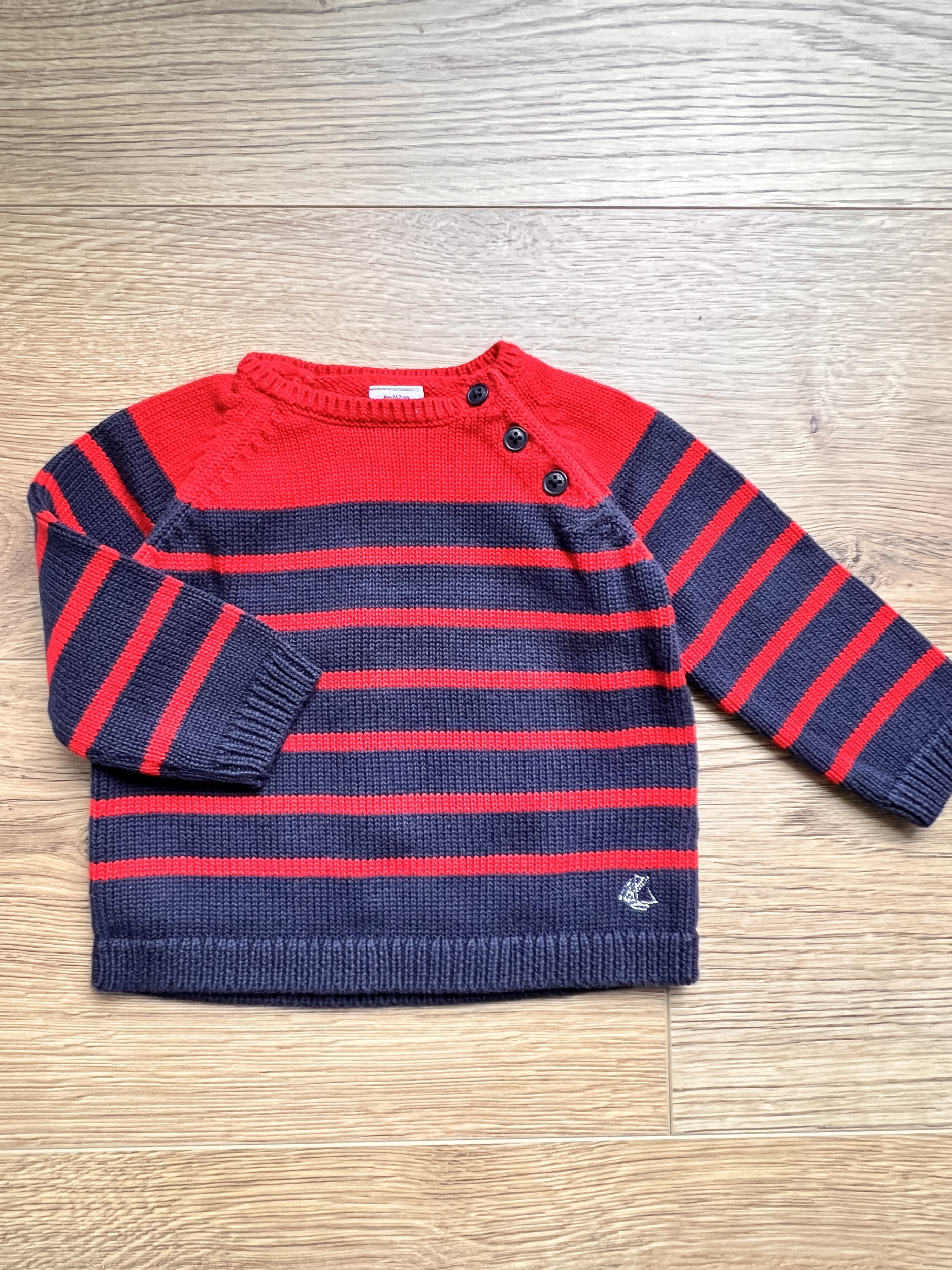 Pull rayé 100% coton bébé garçon - Petit Bateau - 6 mois