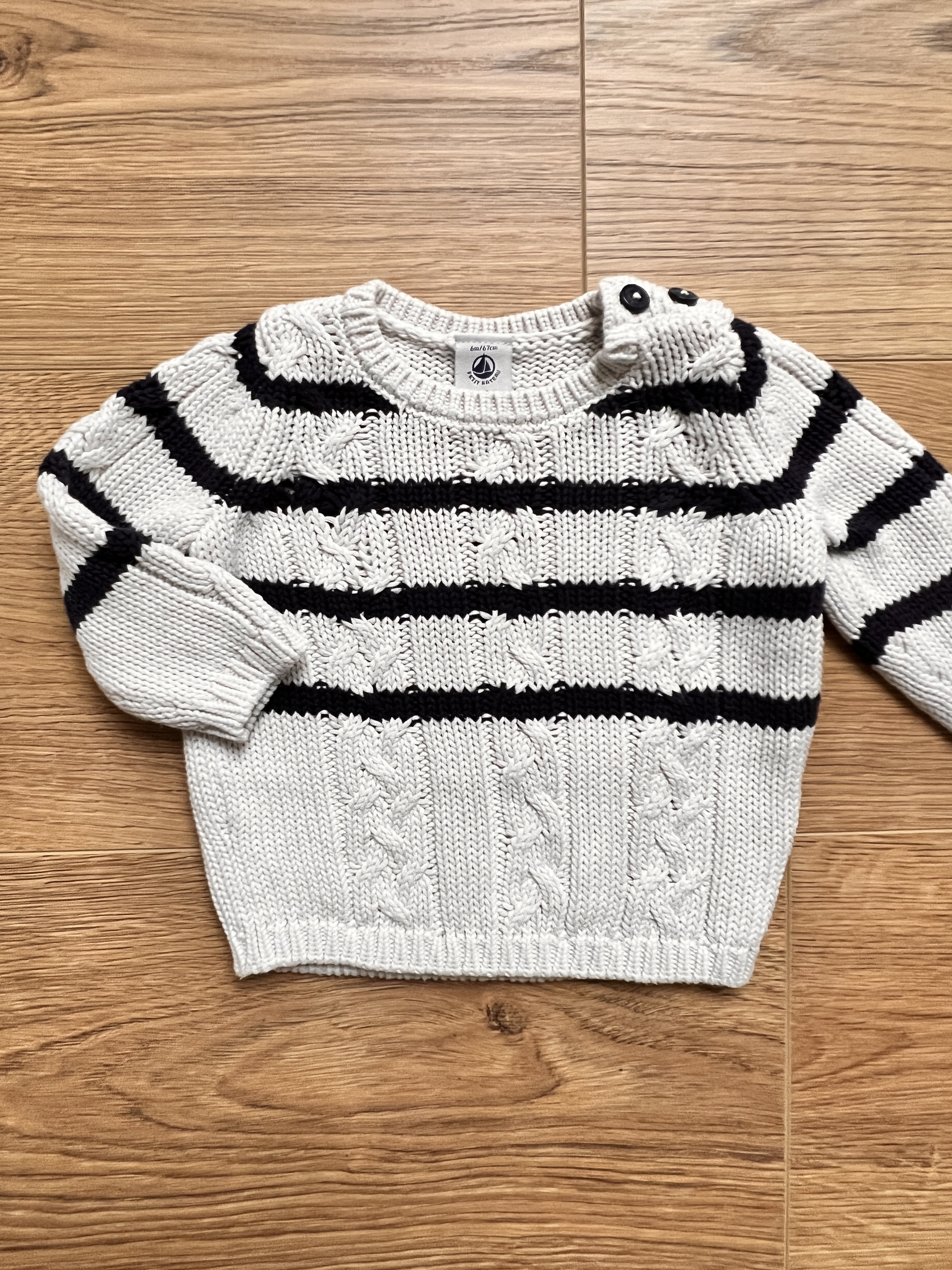 Pull rayé 100% coton bébé garçon - Petit Bateau - 6 mois