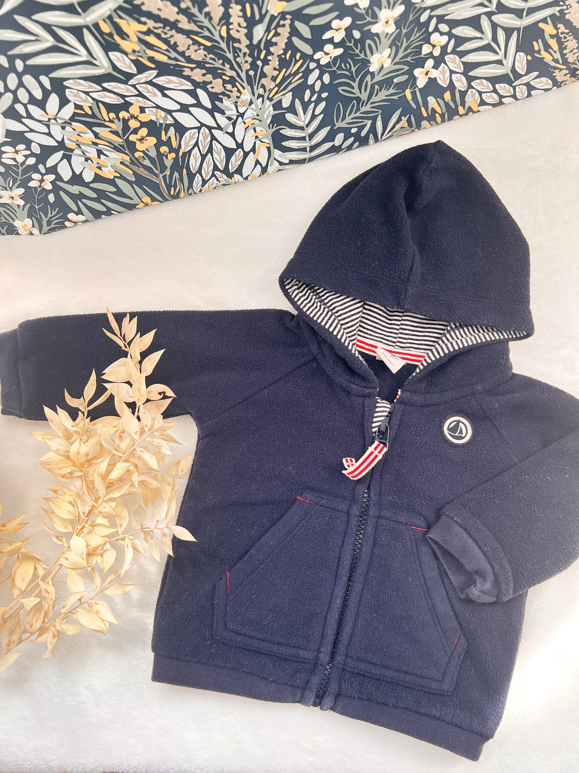 Gilet à capuche bleu bébé garçon - Petit Bateau - 3 mois