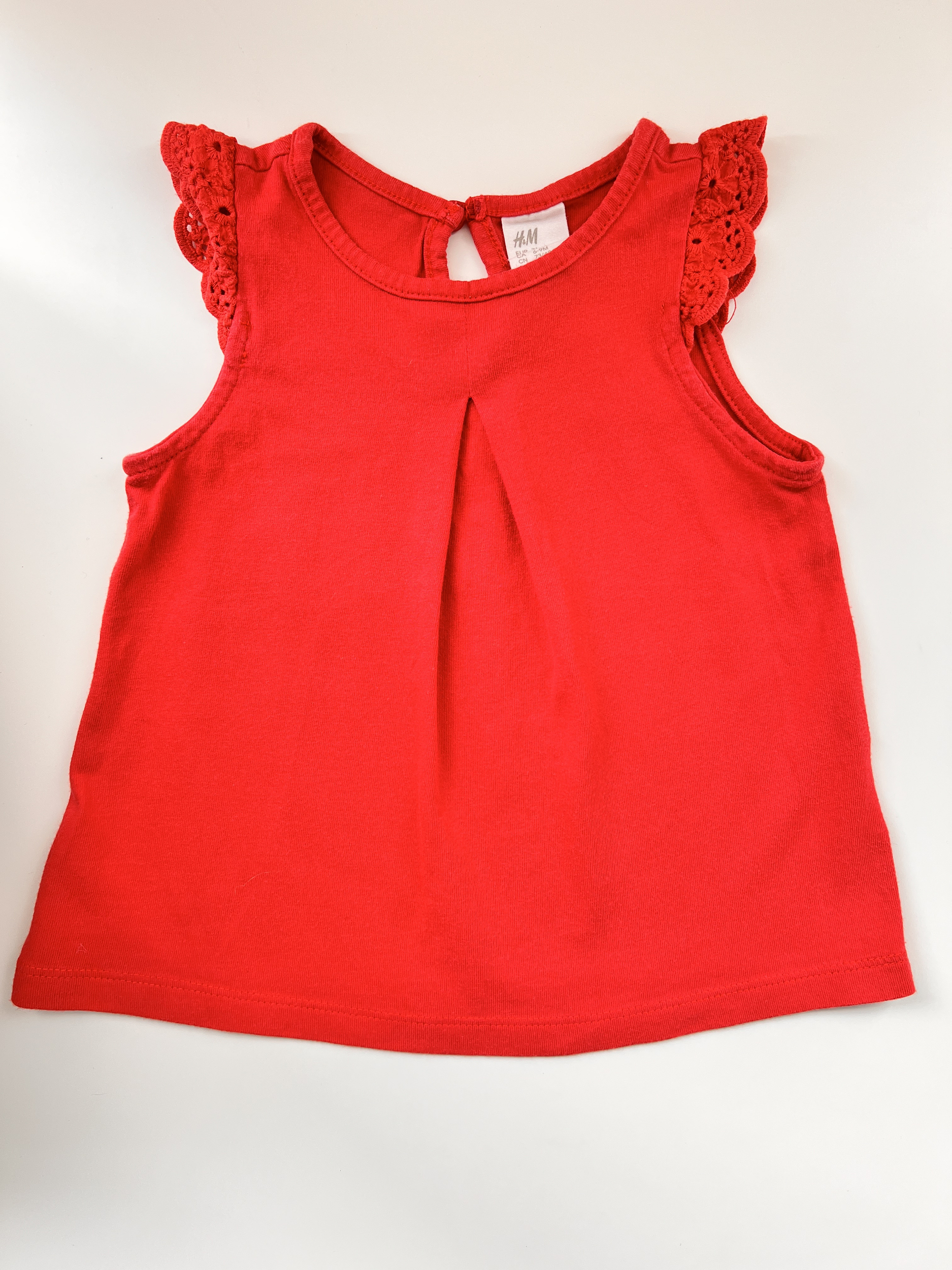 Débardeur rouge manches courtes bébé fille - H&M- 6/9 mois