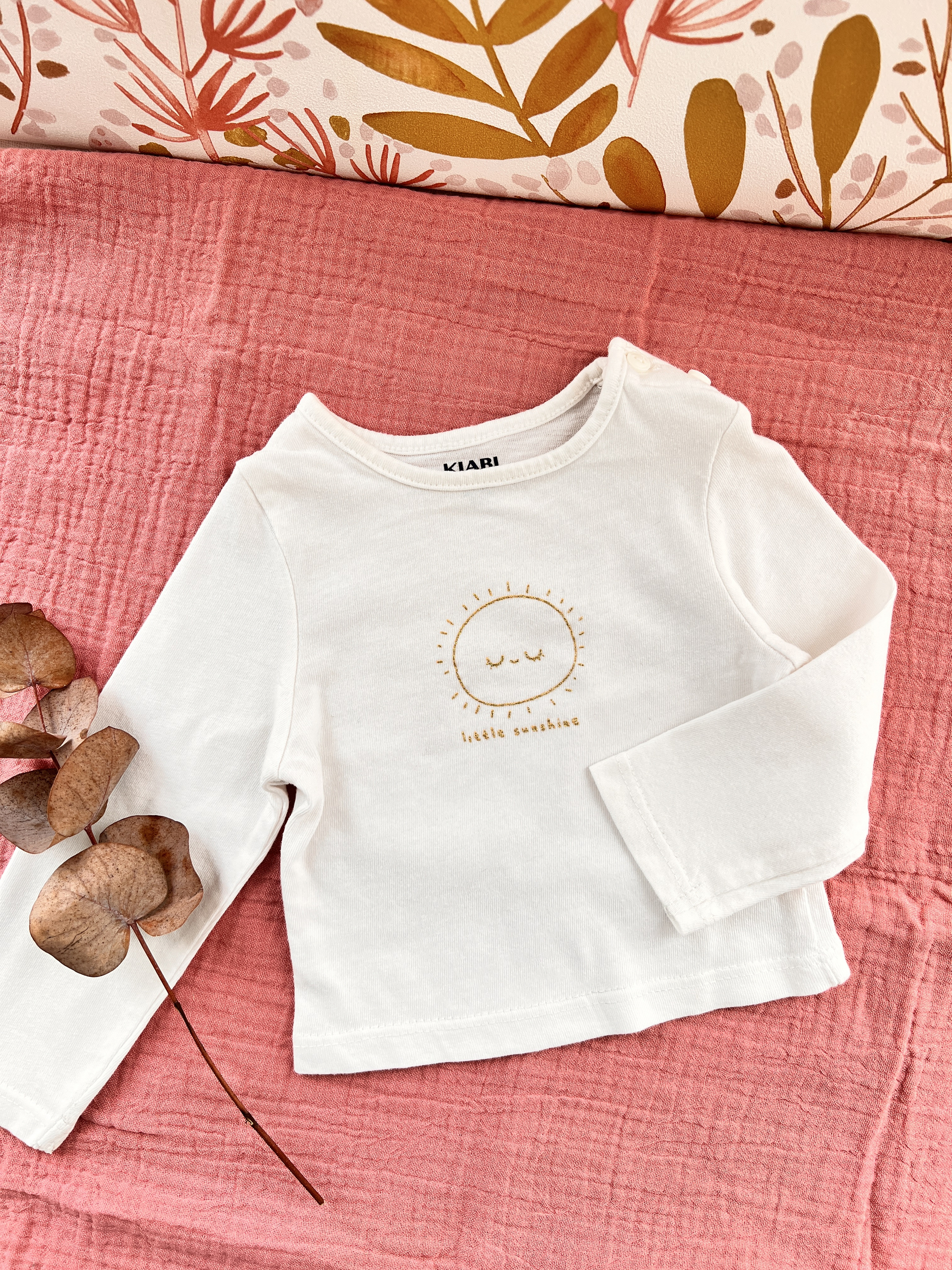 T-shirt blanc manches longues bébé fille - Kiabi - 1 mois