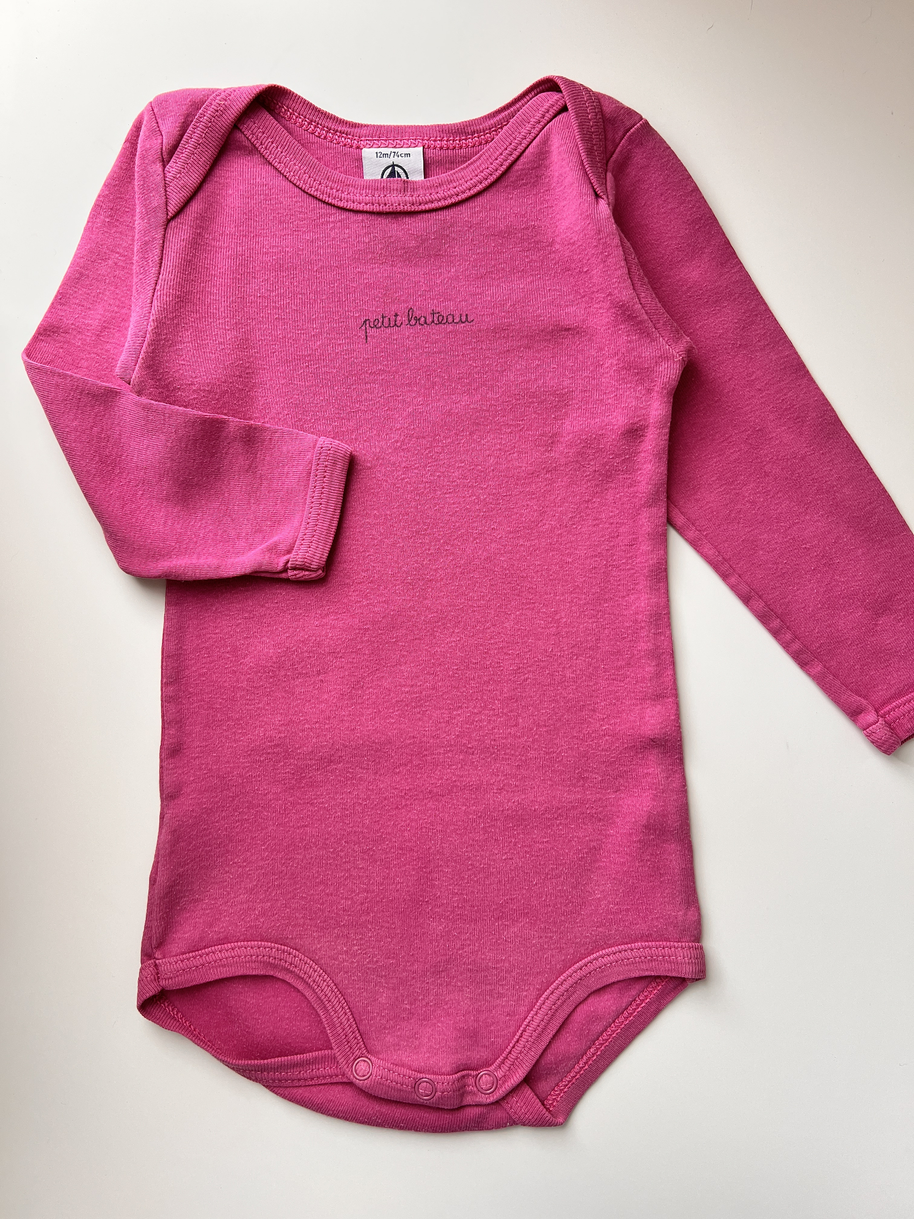 Body rose manches longues col US bébé fille - Petit Bateau - 12 mois 1 an