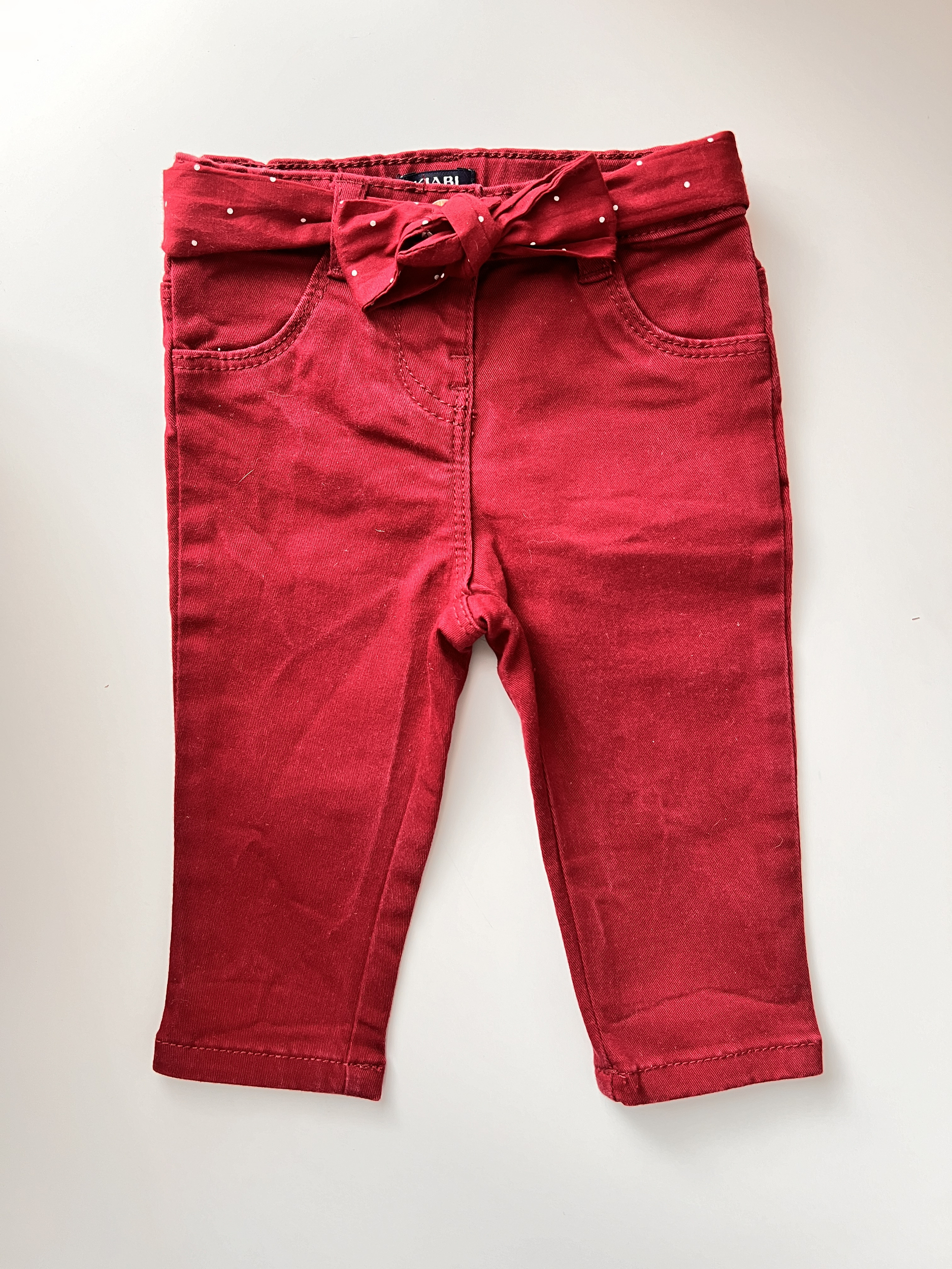 Pantalon jean bordeaux bébé fille - Kiabi - 6 mois