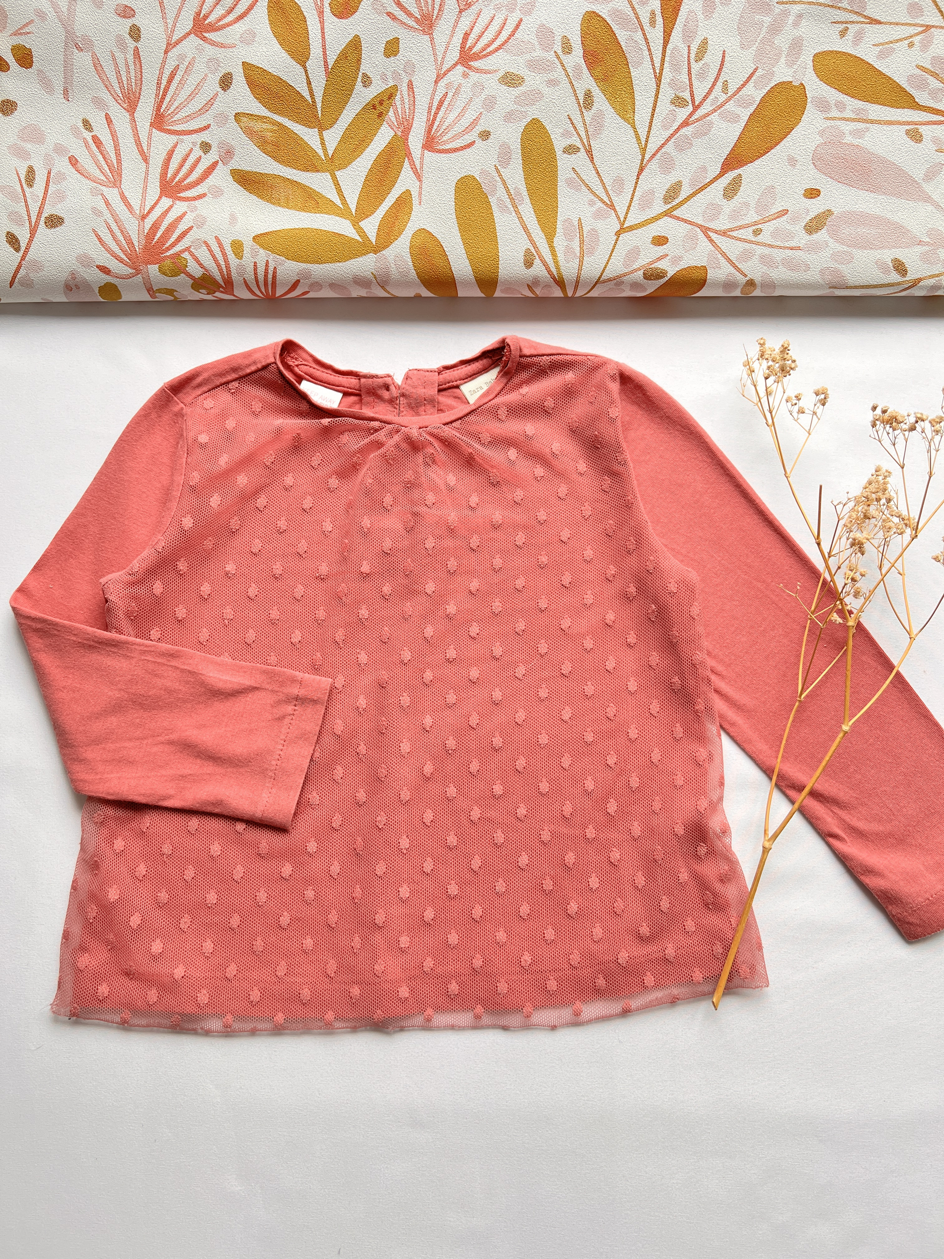 T-shirt rose manches longues bébé fille - Zara - 18/24 mois