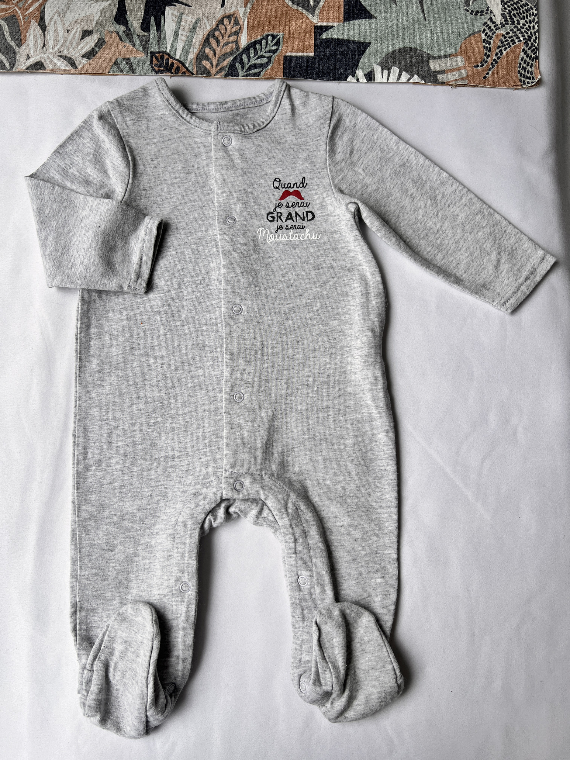 Pyjama dors-bien en jersey gris bébé garçon Orchestra mois