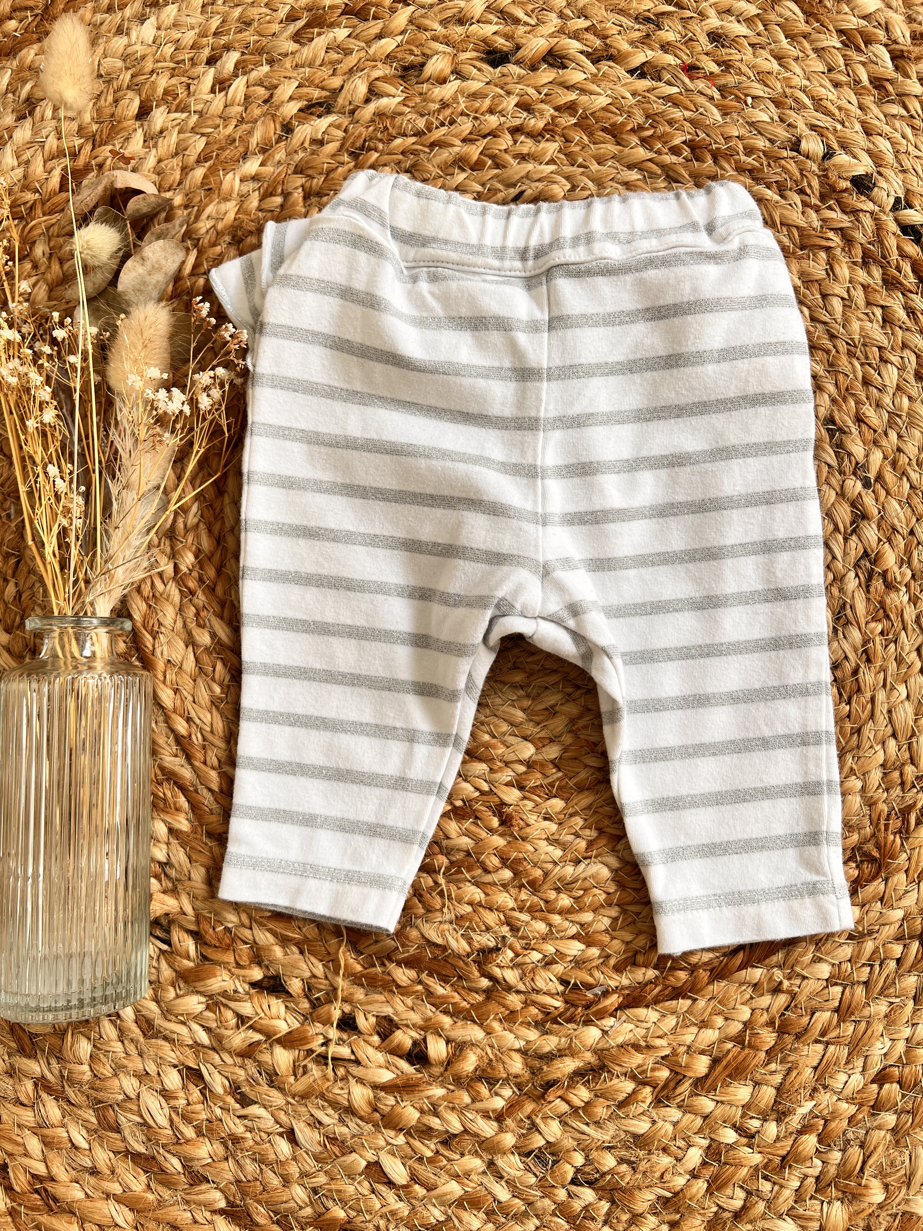Pantalon legging blanc à rayures - Absorba - 1 mois