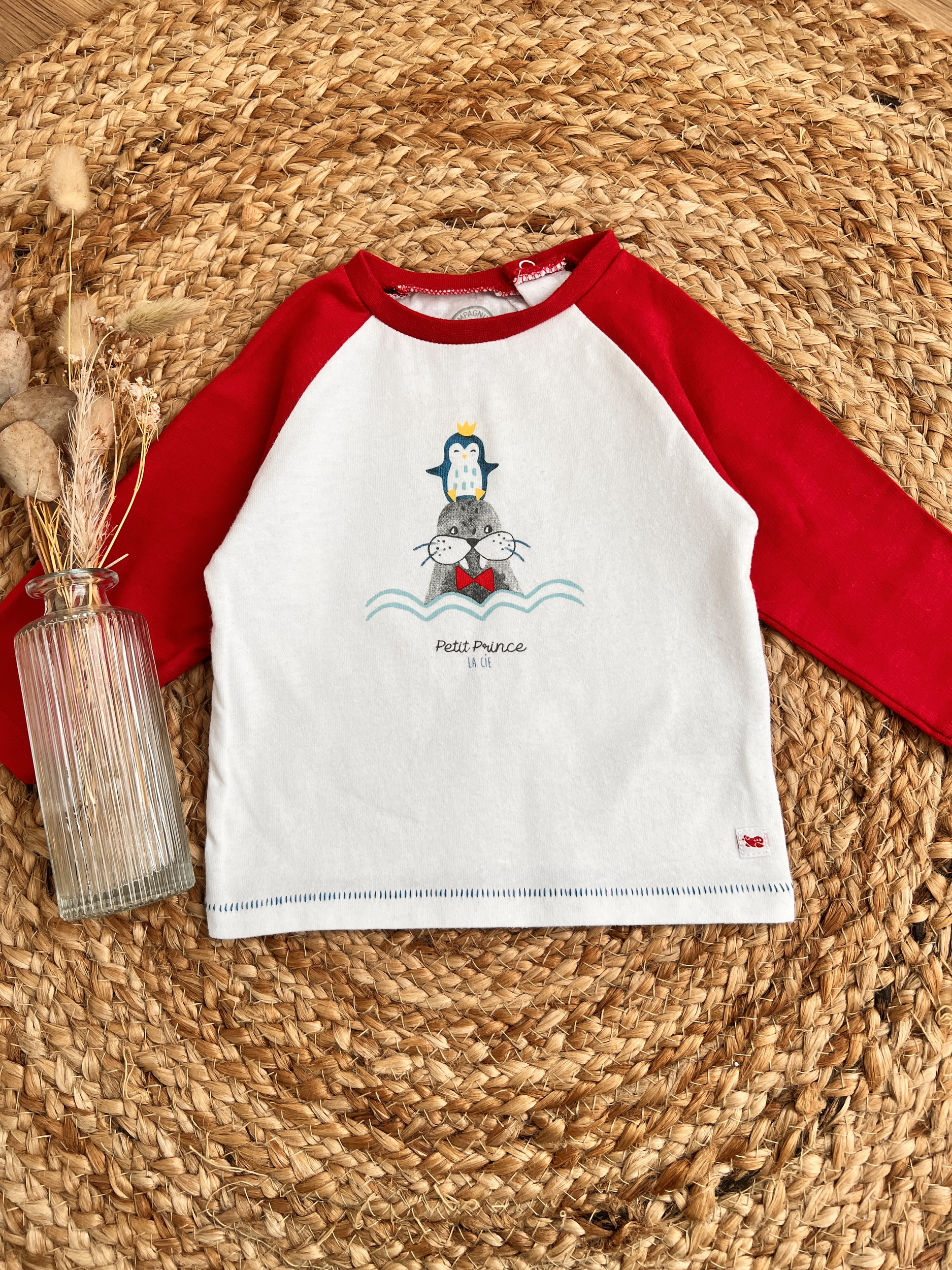 T-shirt rouge et blanc - La compagnie des petits - 6 mois