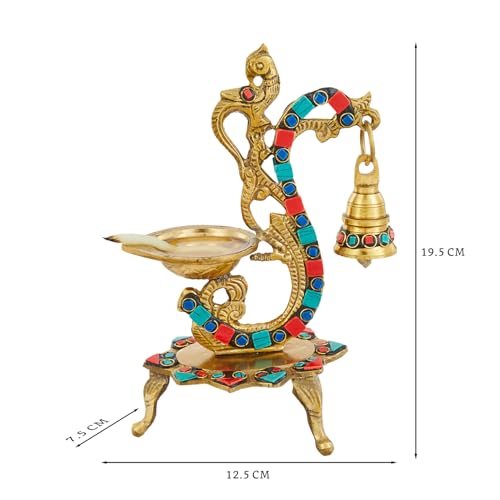 Side decorative angle of the diya highlighting the antique finish
