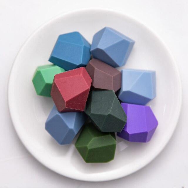 Top view of colorful stones arranged in a circle