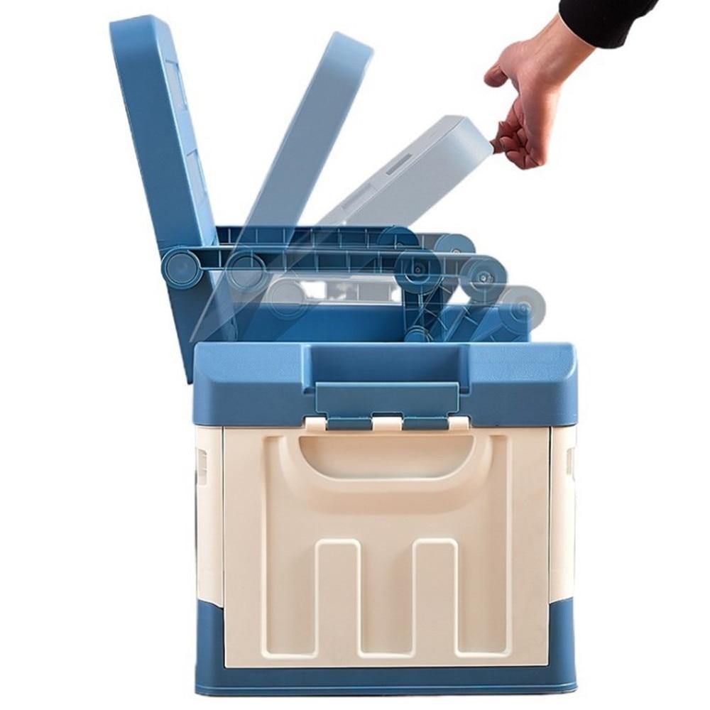 Foldable storage box chair shown folded flat for storage