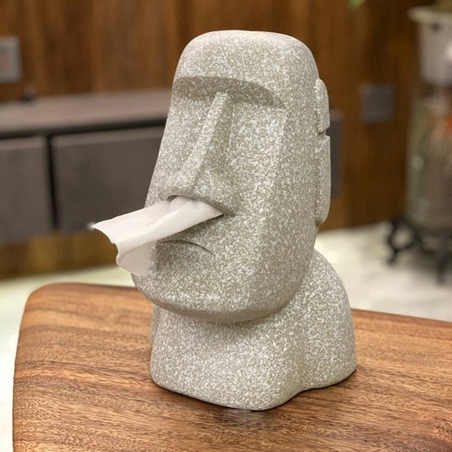 Stone statue tissue box — side profile repeat