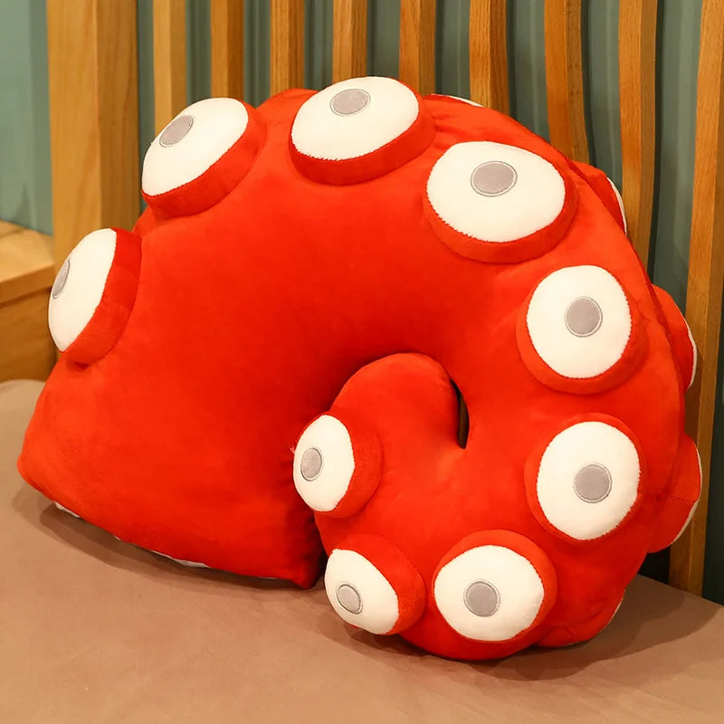 Close detail of plush fabric and suction cup texture