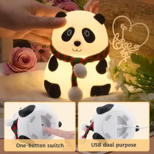 Panda night light placed on a nursery shelf